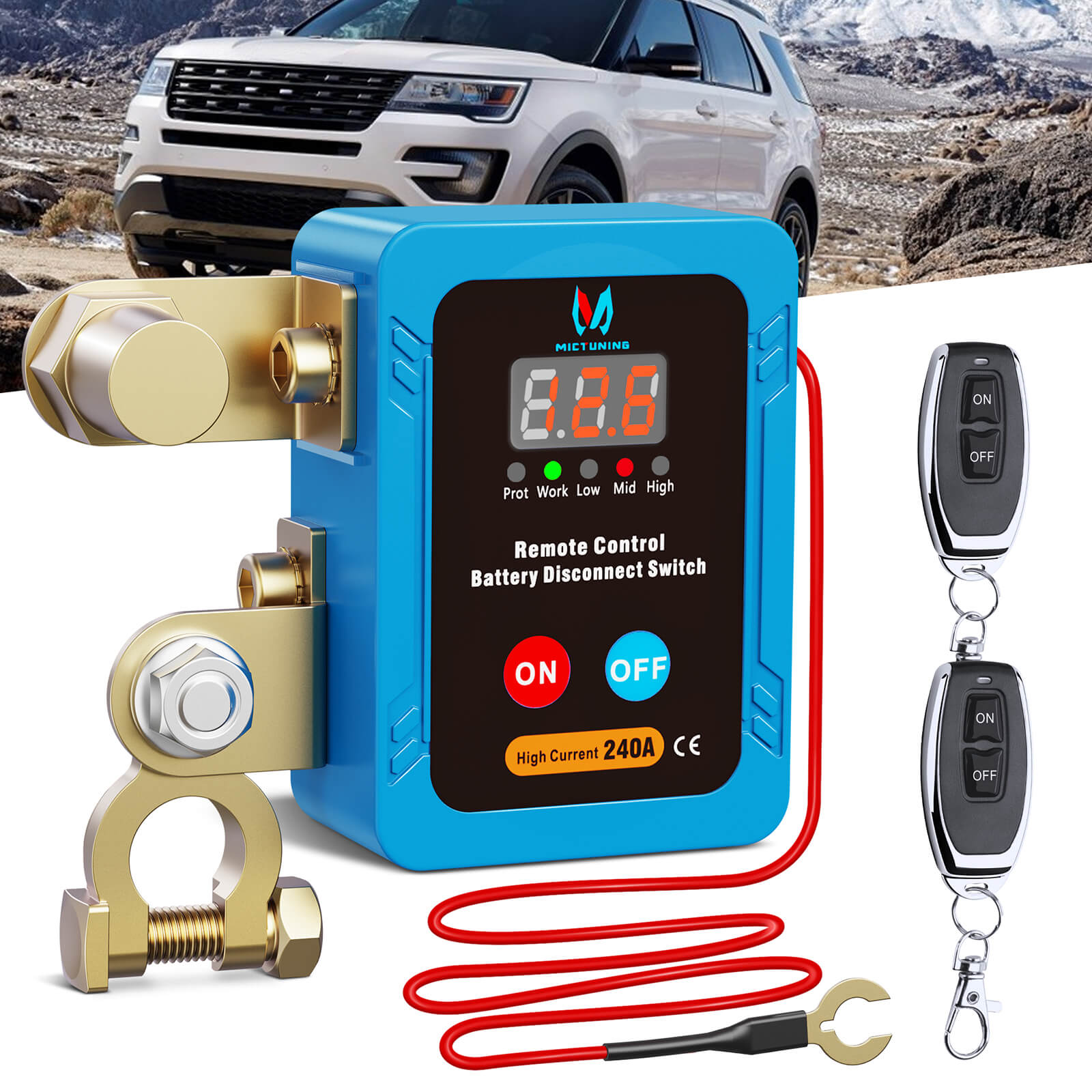 Kill Switch Remote Control 12V 240A Battery Disconnect Isolator Anti-Theft Switch with Digital Display LED Indicators Automatic Power Shut Off for RV Truck Camper Boat