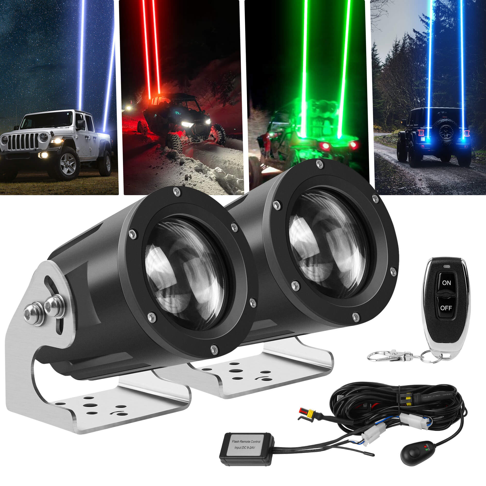 58W LED Whip Lights MICTUNING Whipless Antenna Whip Light Spot Pods with Switch Remote for UTV ATV Can Am Dune Buggy SXS RZR Polaris Golf Cart Trucks