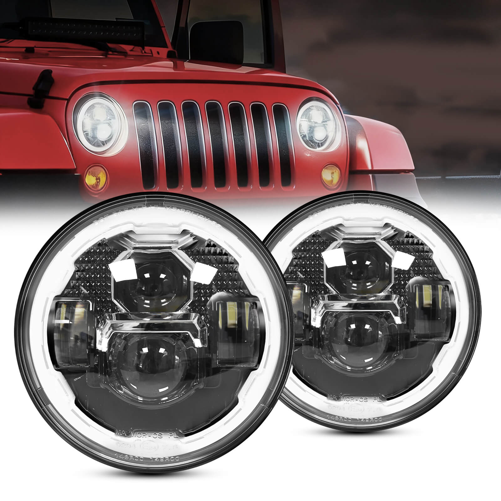 7 Inch Round LED Headlights with Hi/Lo Beam DRL Turn Signal, Compatible with Jeep Wrangler JK JKU TJ LJ,Chevy, Anti-glare, Plug and Play, IP67 Waterproof