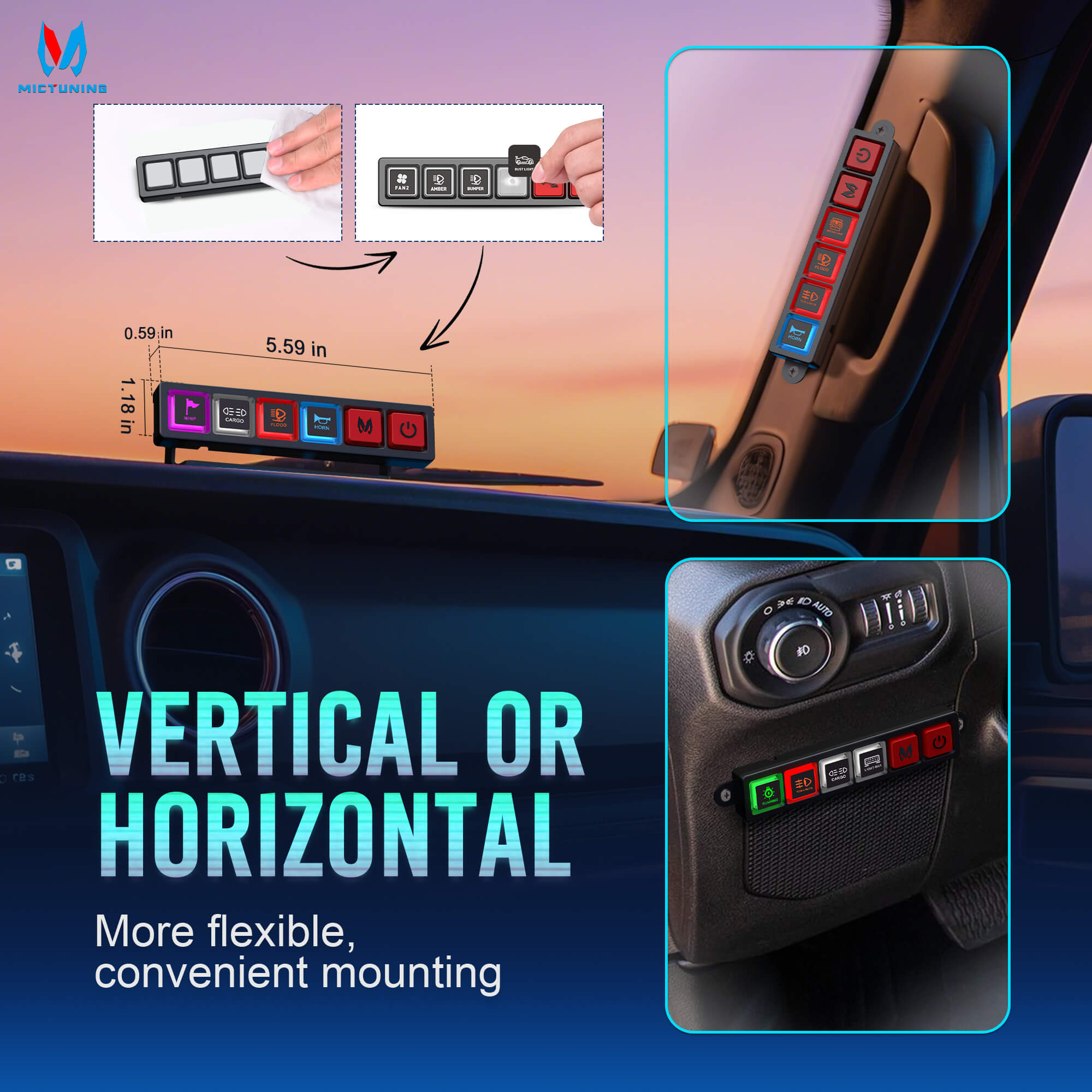 2025 All-New P4 Neon Switch Panel 4/8 Gang, LED Backlit Silicone Buttons, Universal Circuit Control Relay System Box, Toggle On-Off Touch Pod