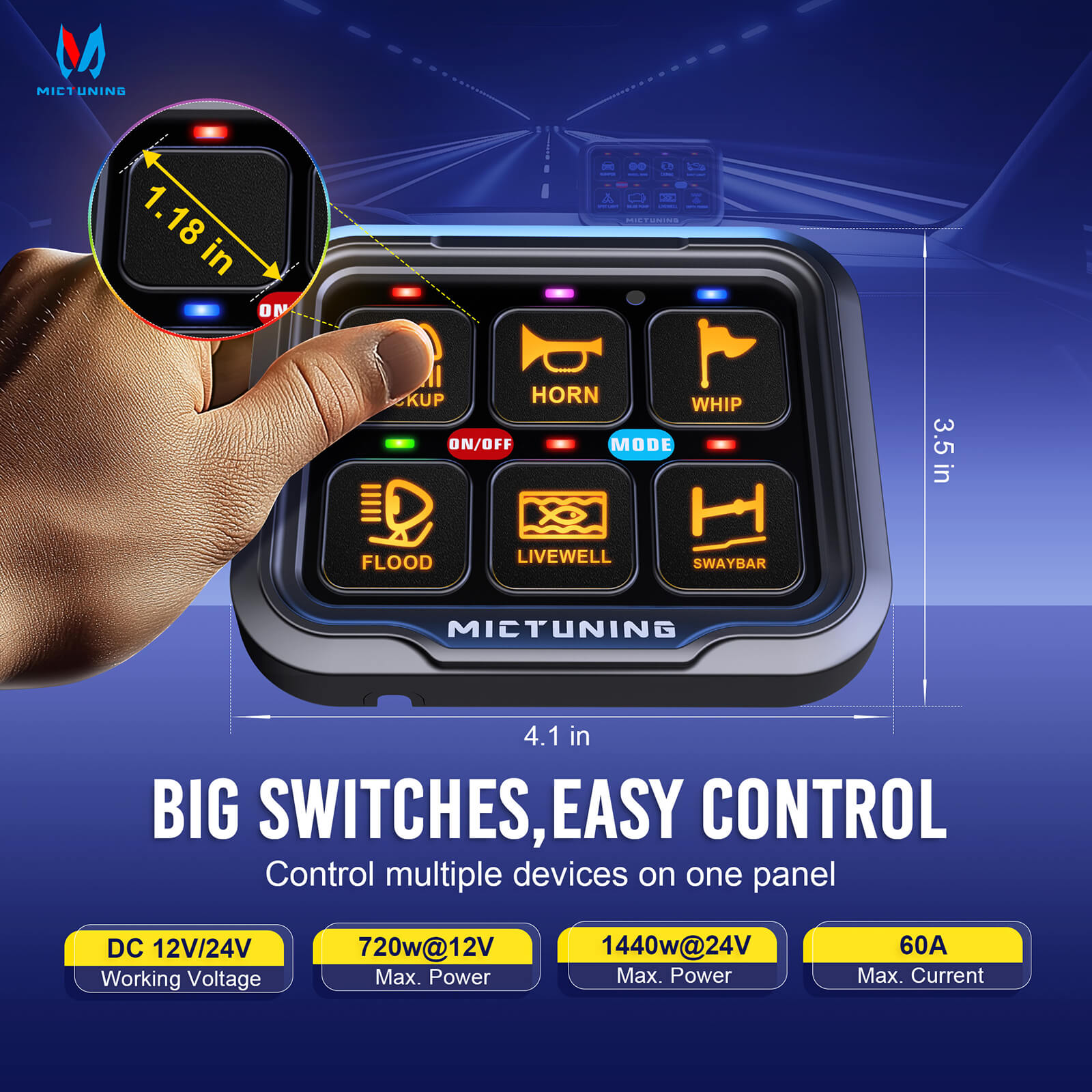 P8-Ultra IP67 Waterproof RGB Switch Panel 6/8 Gang, Larger & Tactile Switches Multifunction Switch Box