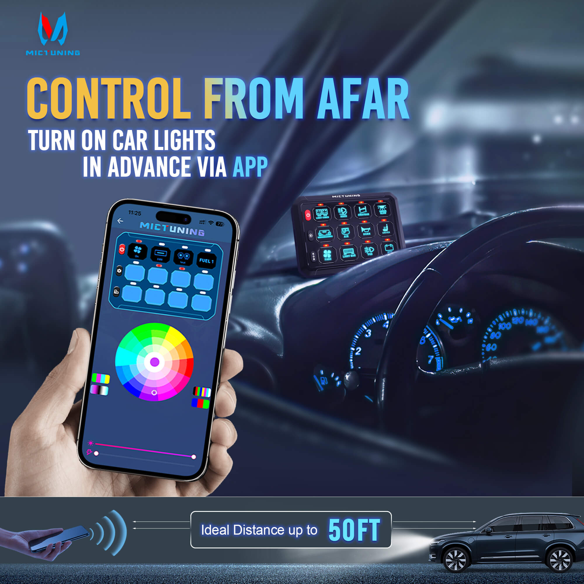 RGB Bluetooth 8/12 Gang Switch Panel P1s 5.5" RGB Multi-Colors, 5-Level Brightness, Multifunction Touch Toggle Switch