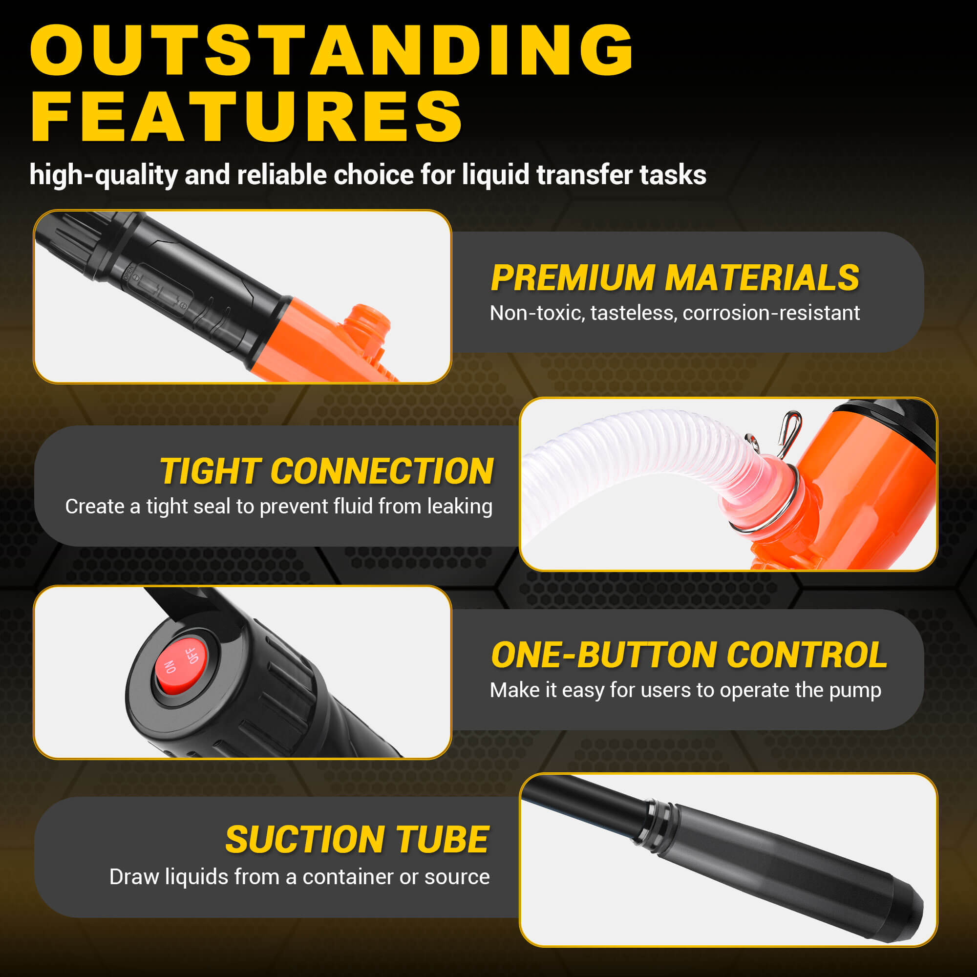 Portable Power Battery Pump, 2.4GPM per Min, Battery Powered Liquid Transfer Pump for Gasoline Diesel Fuel Water Transfer (Orange)