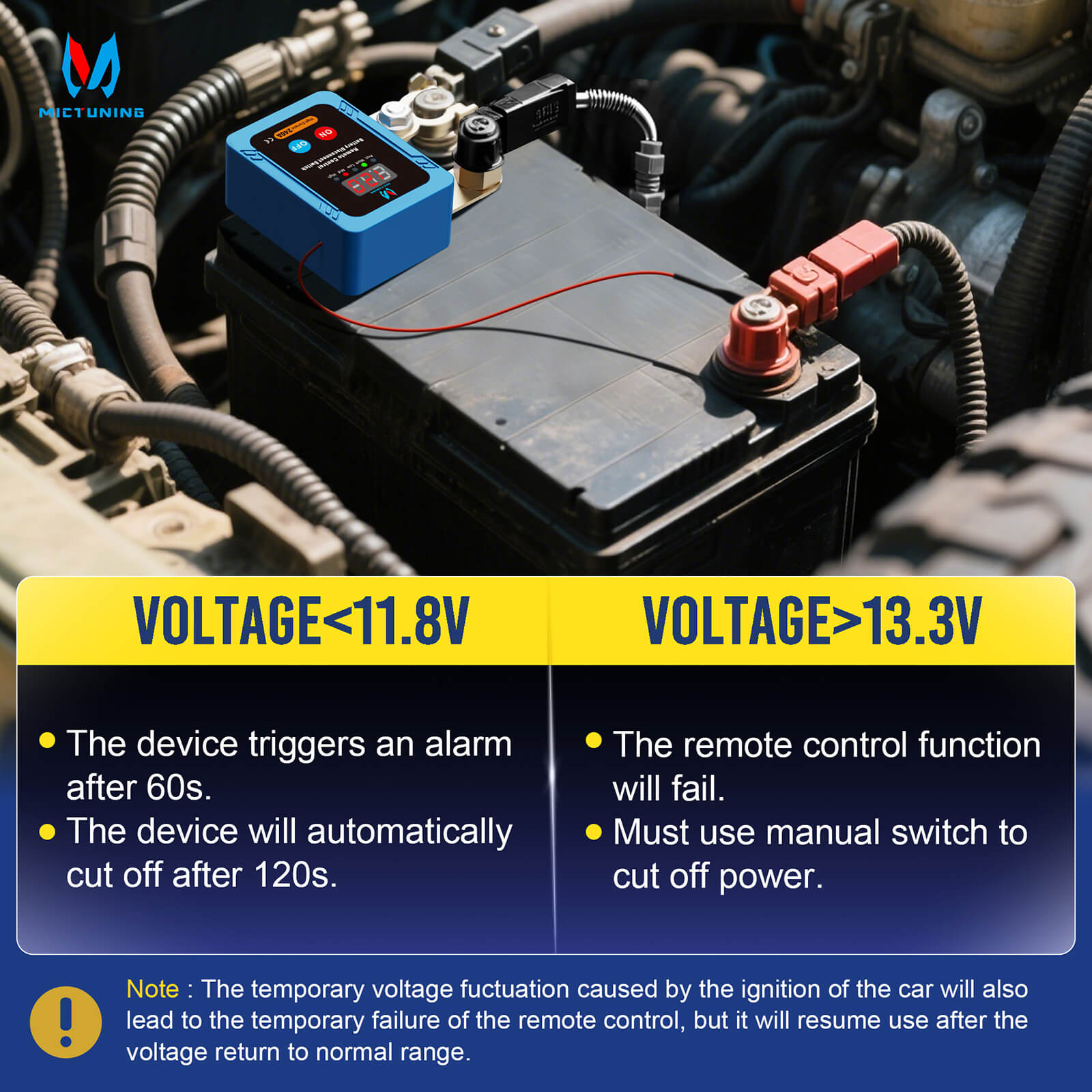 Kill Switch Remote Control 12V 240A Battery Disconnect Isolator Anti-Theft Switch with Digital Display LED Indicators Automatic Power Shut Off for RV Truck Camper Boat