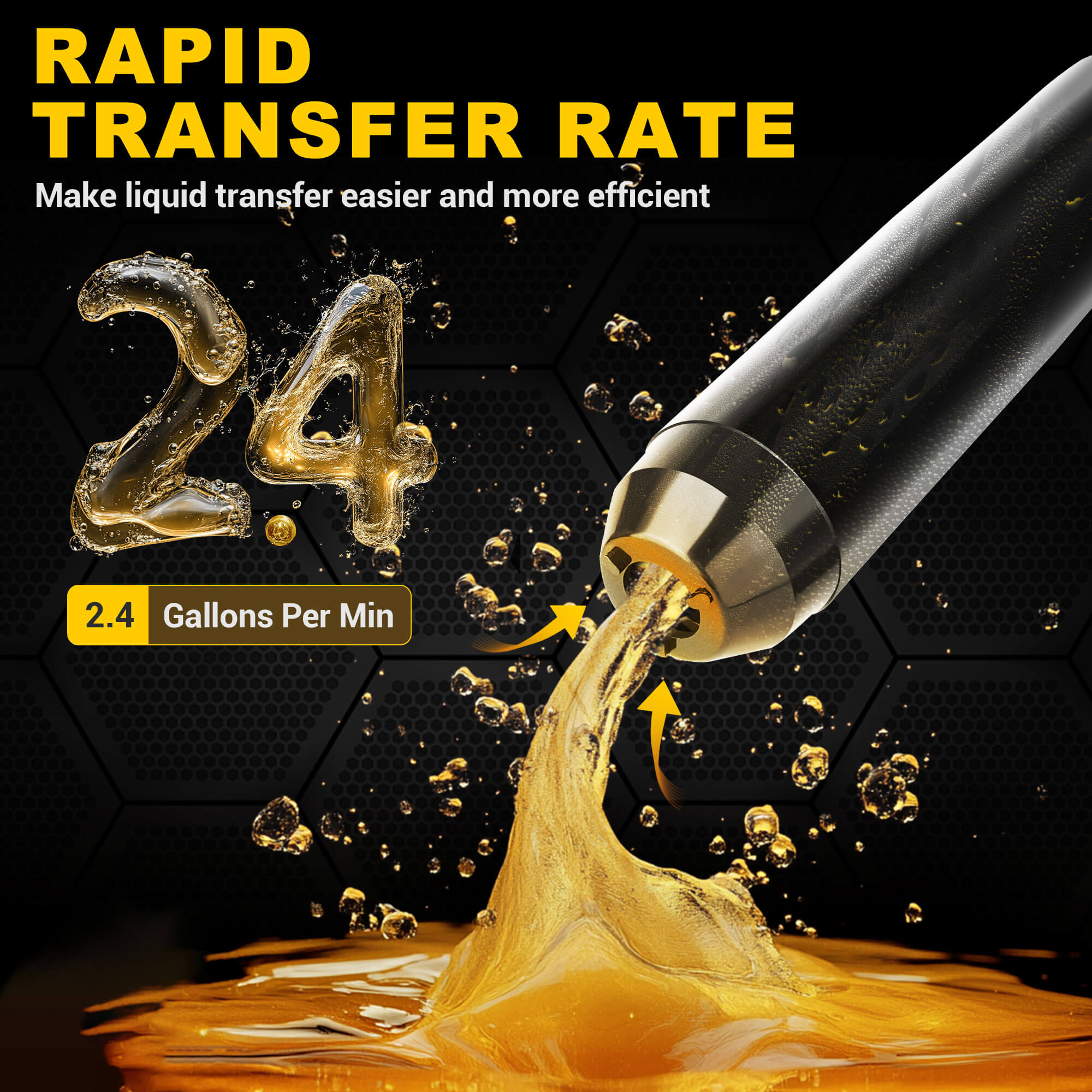 Portable Power Battery Pump, 2.4GPM per Min, Battery Powered Liquid Transfer Pump for Gasoline Diesel Fuel Water Transfer (Orange)