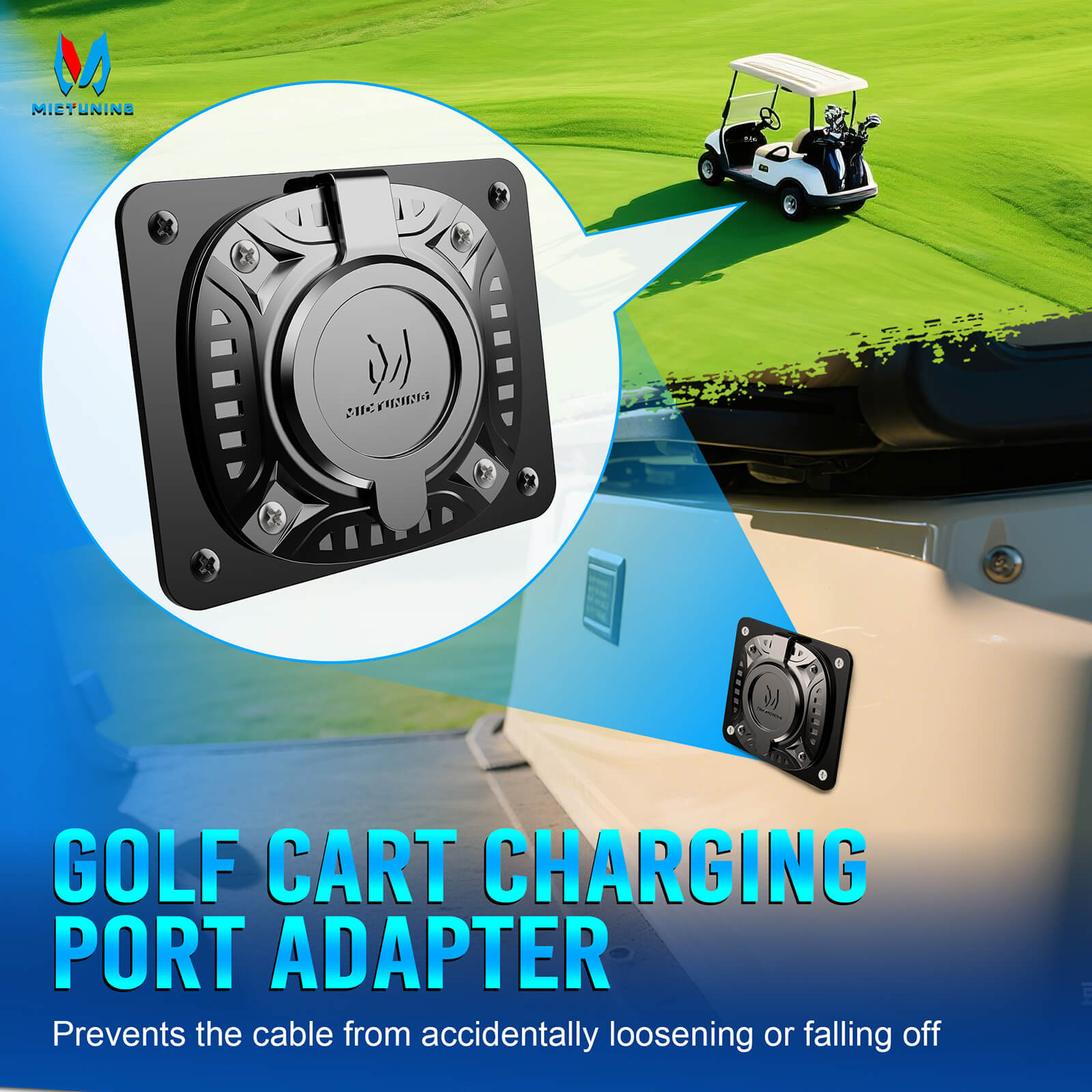 Golf Cart Charging Port Adapter 3 Holes/4 Holes, Compatible with EZGO TXT EZ-GO Golf Cart, 110V AC 36V Adapter Plate for Lithium Battery Conversion and On Board Charging
