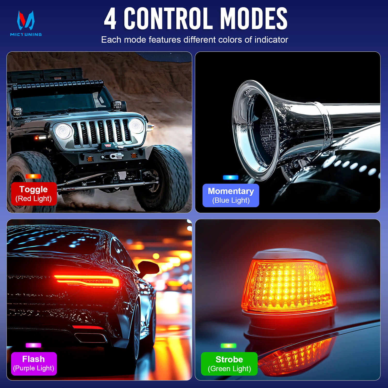 C3 Extensible RGBW LED Rock Lights 8-16 Pods Bundle with P8-Ultra 6/8 Gang Switch Panel, Larger & Tactile Switches