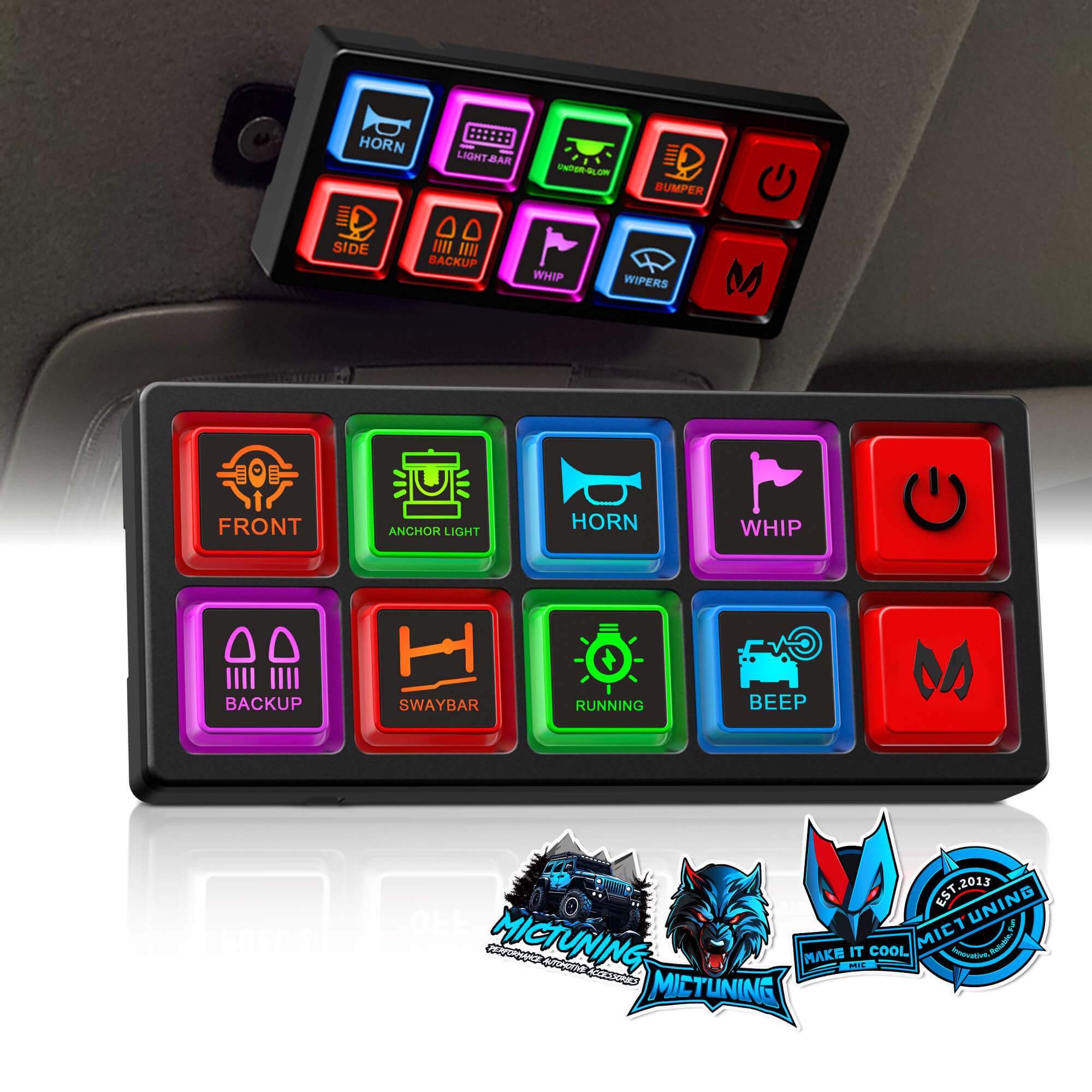 2025 All-New P4 Neon Switch Panel 4/8 Gang, LED Backlit Silicone Buttons, Universal Circuit Control Relay System Box, Toggle On-Off Touch Pod