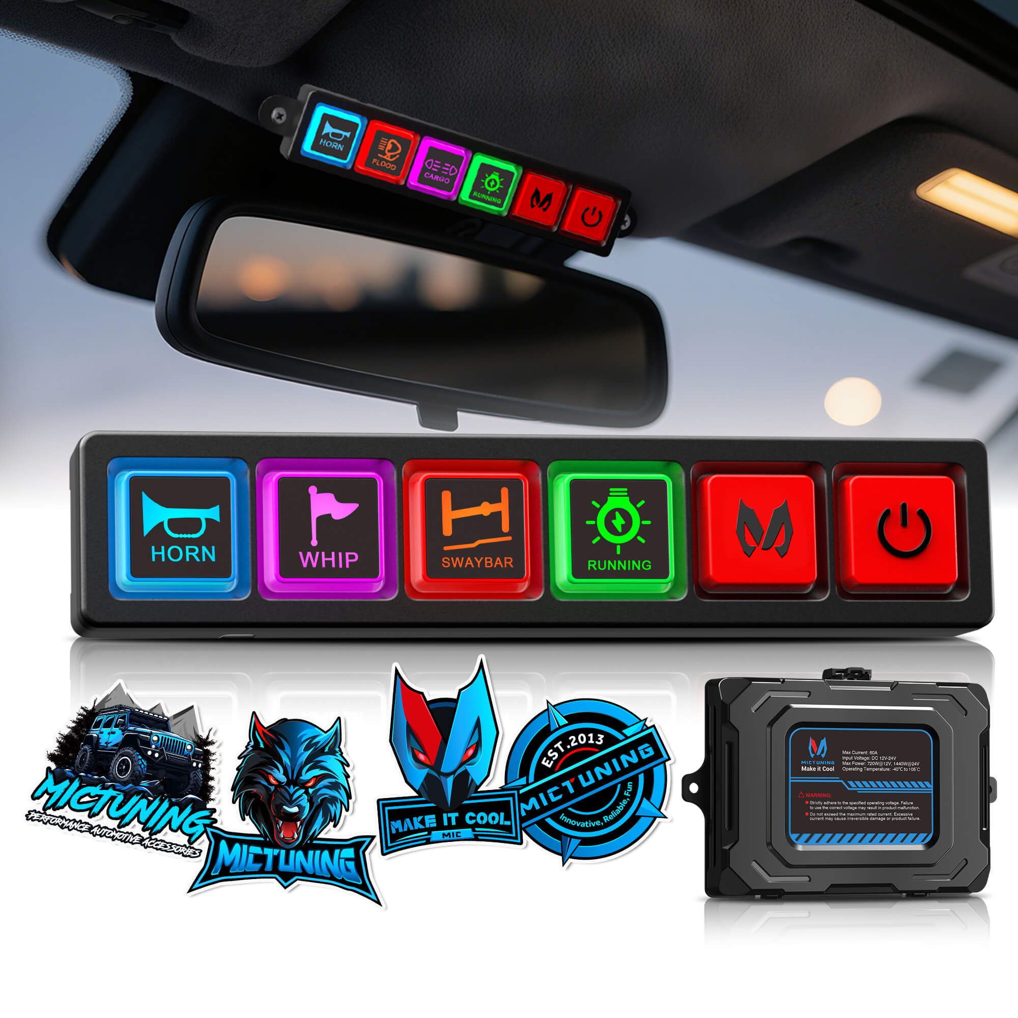 2025 All-New P4 Neon Switch Panel 4/8 Gang, LED Backlit Silicone Buttons, Universal Circuit Control Relay System Box, Toggle On-Off Touch Pod