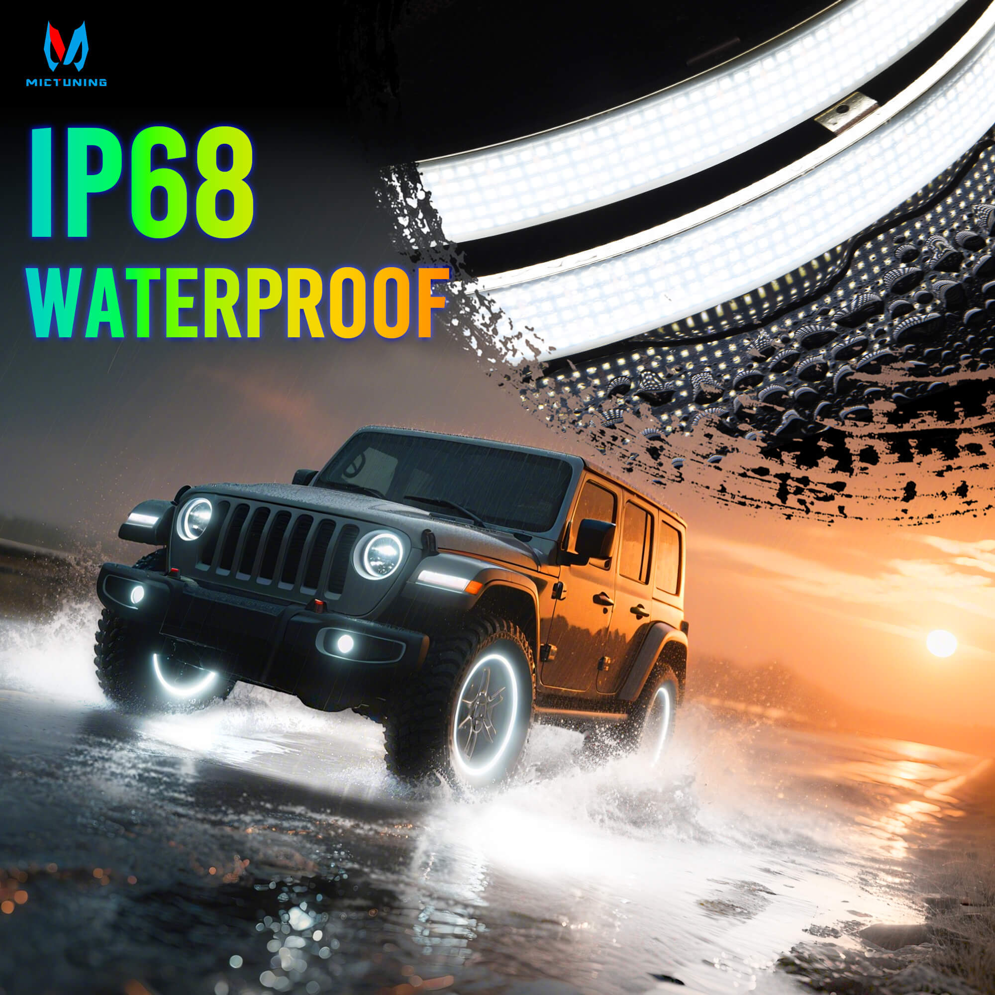15.5"/17" 5-Row Pure White Wheel Lights, Ultra-Bright Wheel Ring Lights for for Truck SUV Car Offroad, IP68 Waterproof