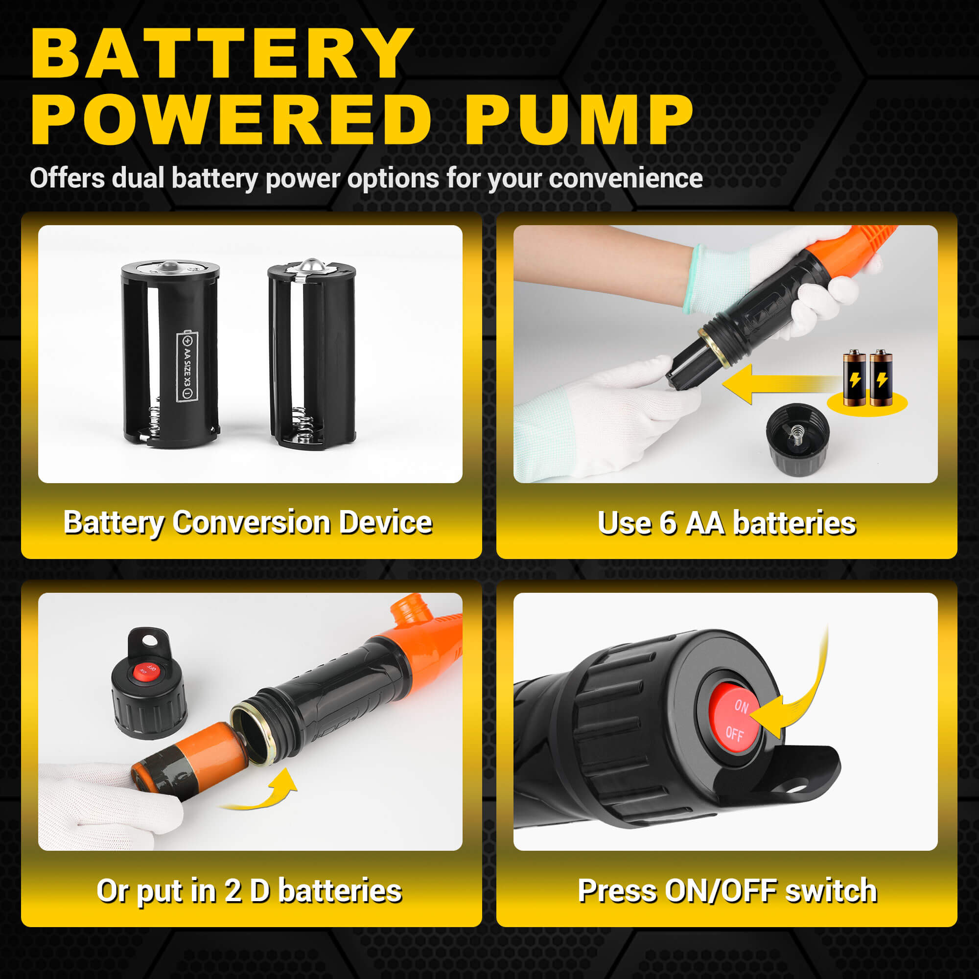 Portable Power Battery Pump, 2.4GPM per Min, Battery Powered Liquid Transfer Pump for Gasoline Diesel Fuel Water Transfer (Orange)