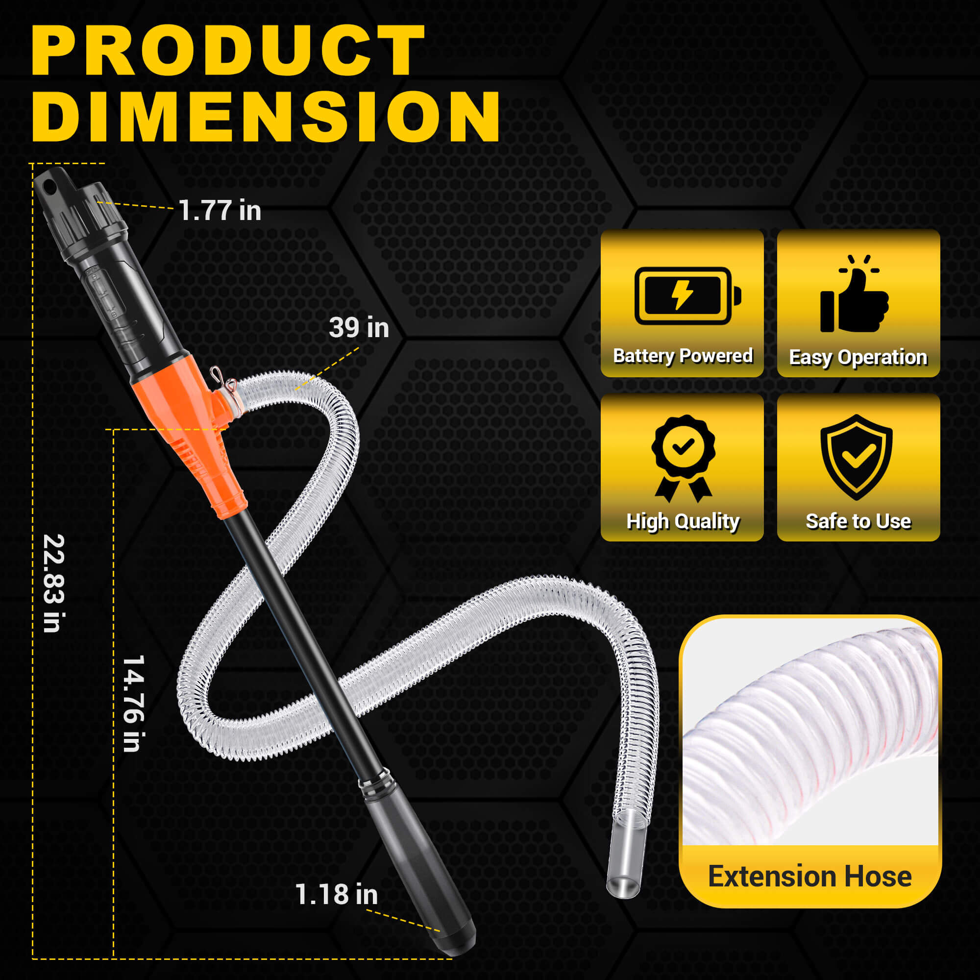 Portable Power Battery Pump, 2.4GPM per Min, Battery Powered Liquid Transfer Pump for Gasoline Diesel Fuel Water Transfer (Orange)