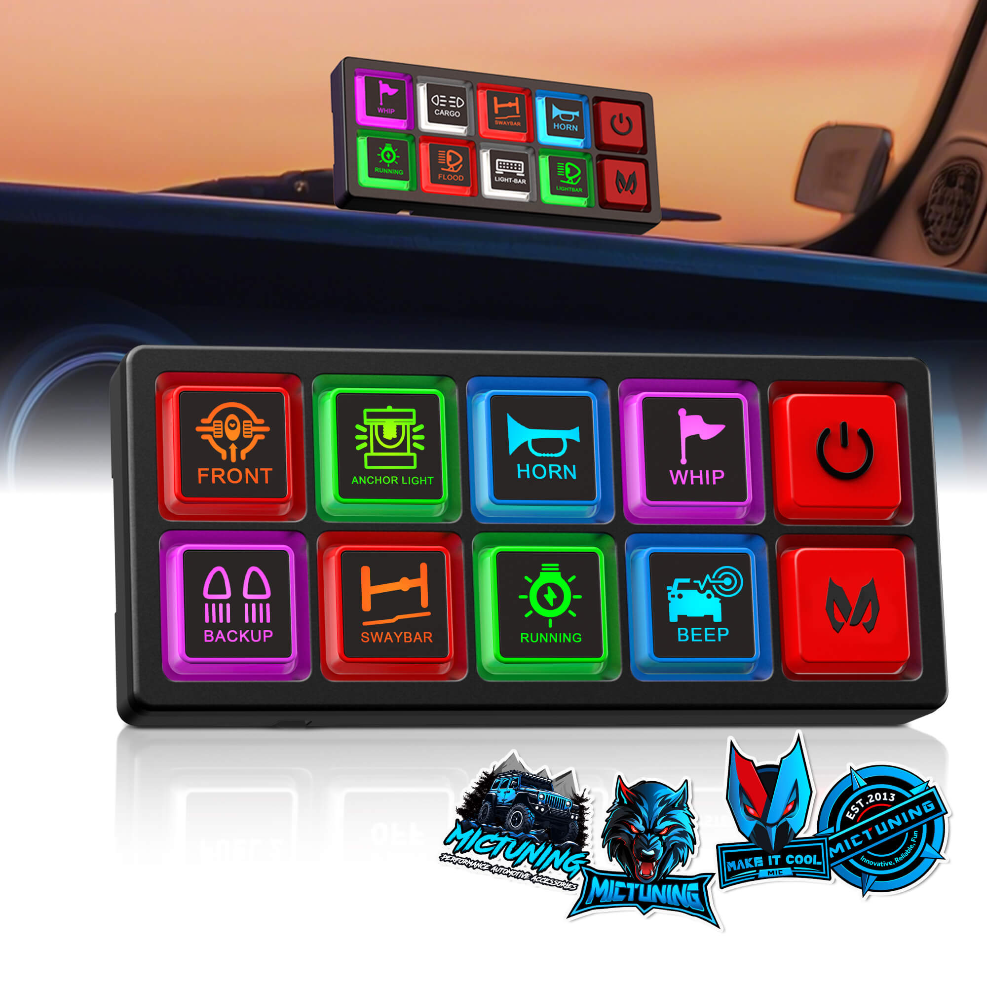 2025 All-New P4 Neon Switch Panel 4/8 Gang, LED Backlit Silicone Buttons, Universal Circuit Control Relay System Box, Toggle On-Off Touch Pod