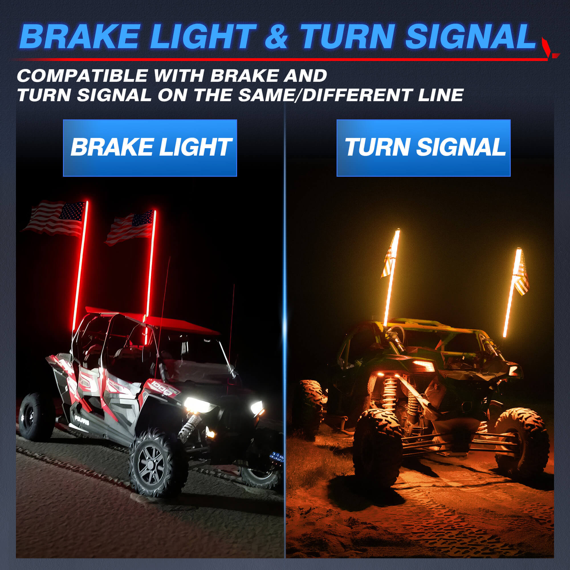 Q1 Max RGB+IC Rock Lights 8-24 Pods Bundle with 3FT/4FT W1 LED Whip Lights with 10pcs Flag