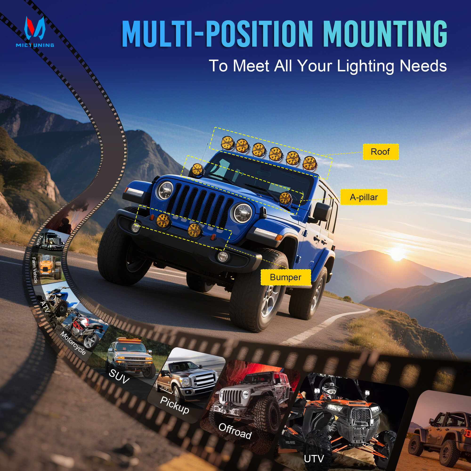 K6 4 Inch 160W LED Light Pods White/Amber - 270° Side Shooter with DRL & Turn Signal, Offroad Driving Ditch Lights w/ Covers, 2PC