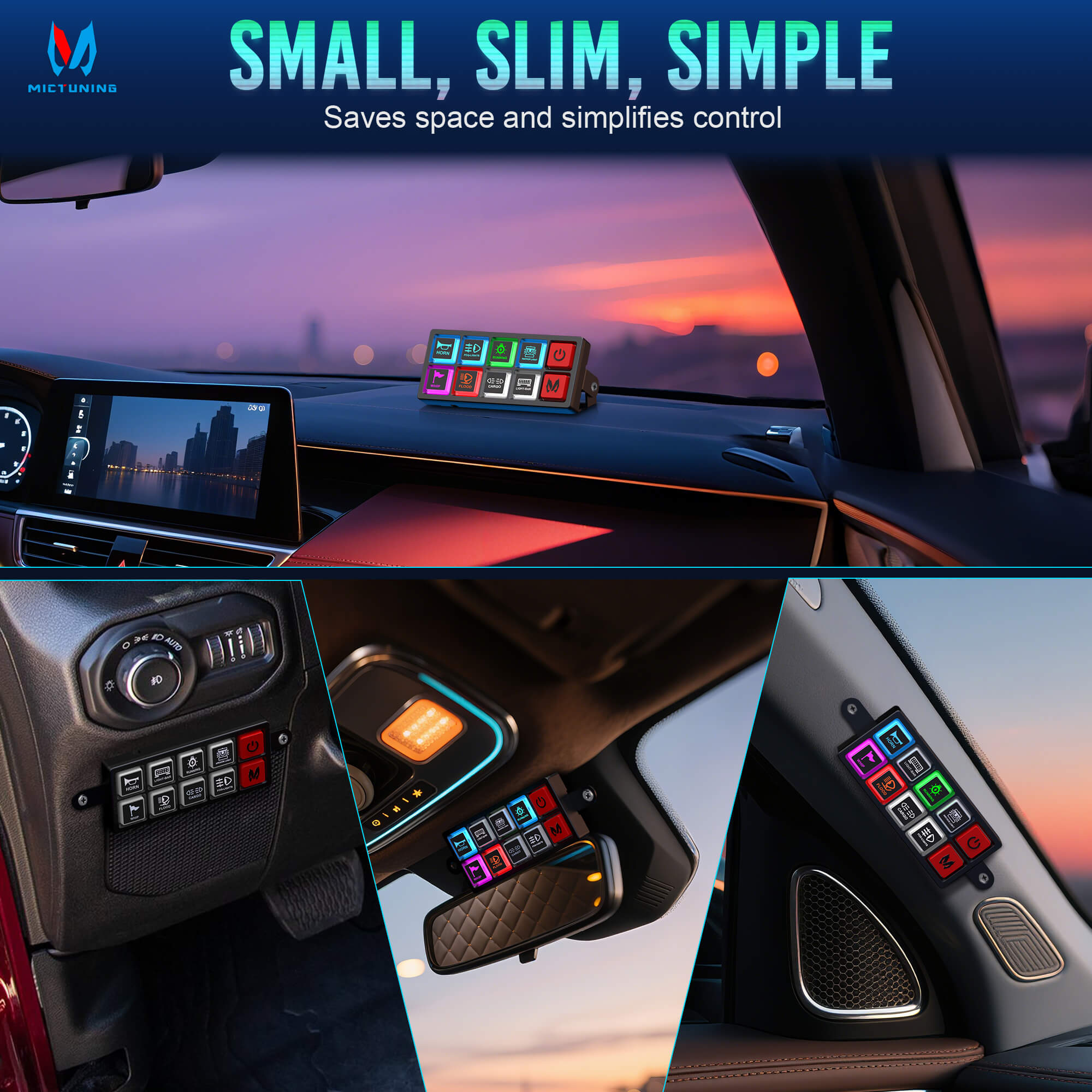 2025 All-New P4 Neon Switch Panel 4/8 Gang, LED Backlit Silicone Buttons, Universal Circuit Control Relay System Box, Toggle On-Off Touch Pod