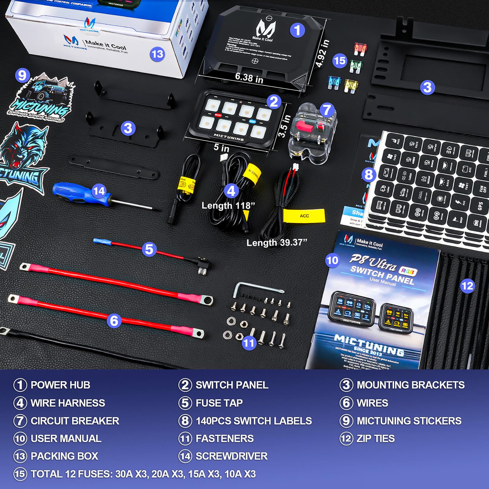 P8-Ultra IP67 Waterproof RGB Switch Panel 6/8 Gang, Larger & Tactile Switches Multifunction Switch Box