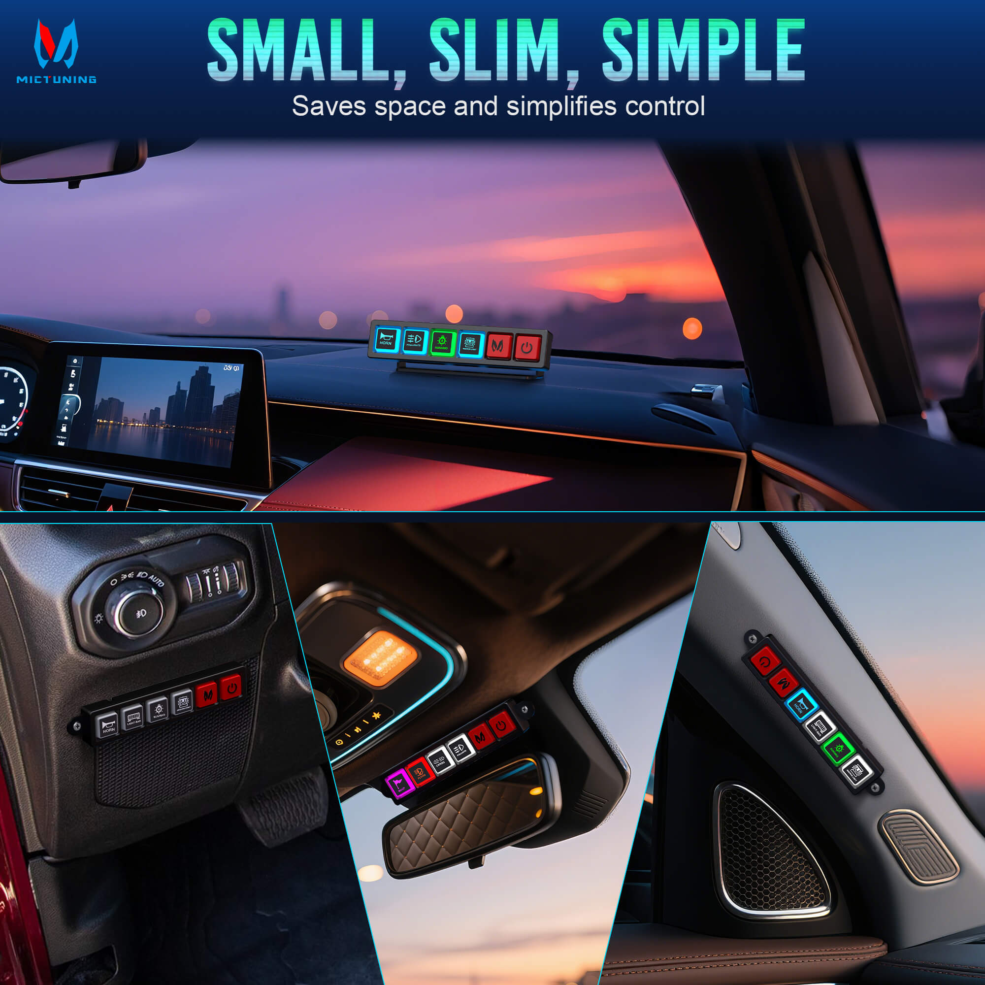 2025 All-New P4 Neon Switch Panel 4/8 Gang, LED Backlit Silicone Buttons, Universal Circuit Control Relay System Box, Toggle On-Off Touch Pod