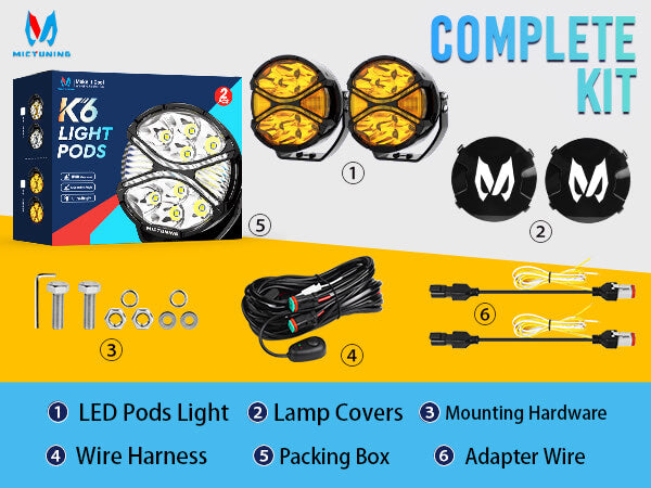 K6 4 Inch 160W LED Light Pods White/Amber - 270° Side Shooter with DRL & Turn Signal, Offroad Driving Ditch Lights w/ Covers, 2PC