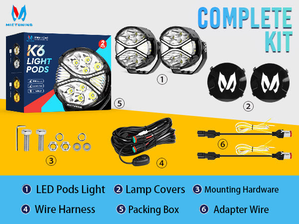 K6 4 Inch 160W LED White Light Pods - White DRL Amber Turn Signal, 270° Side Shooter Offroad Driving Ditch Lights w/ Covers, 2PC