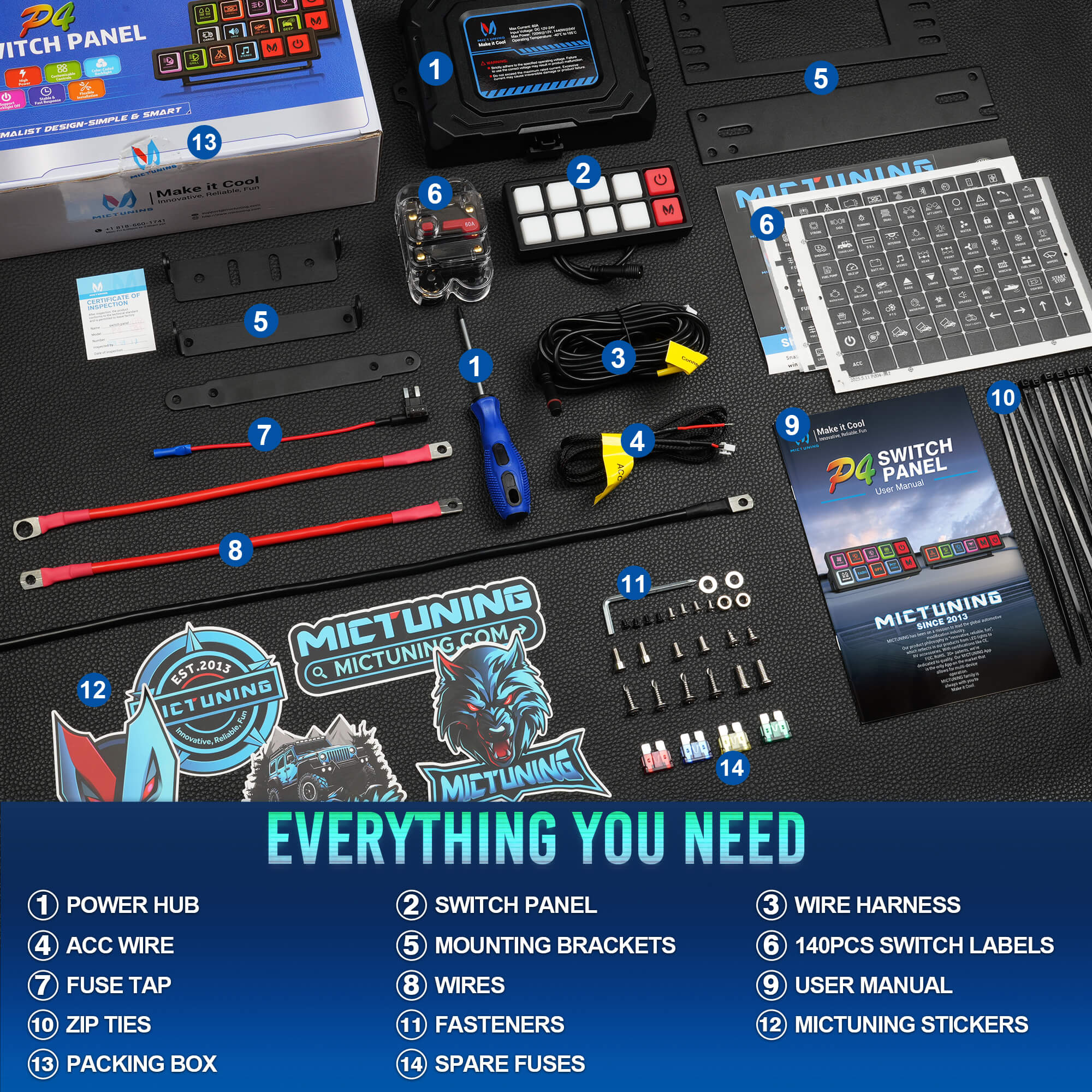 2025 All-New P4 Neon Switch Panel 4/8 Gang, LED Backlit Silicone Buttons, Universal Circuit Control Relay System Box, Toggle On-Off Touch Pod