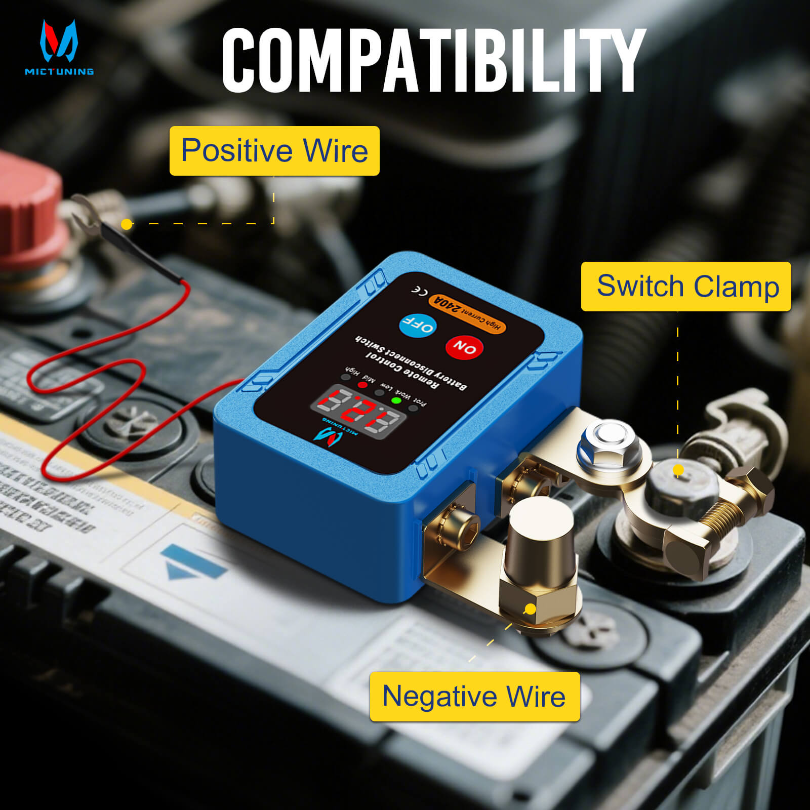 Kill Switch Remote Control 12V 240A Battery Disconnect Isolator Anti-Theft Switch with Digital Display LED Indicators Automatic Power Shut Off for RV Truck Camper Boat