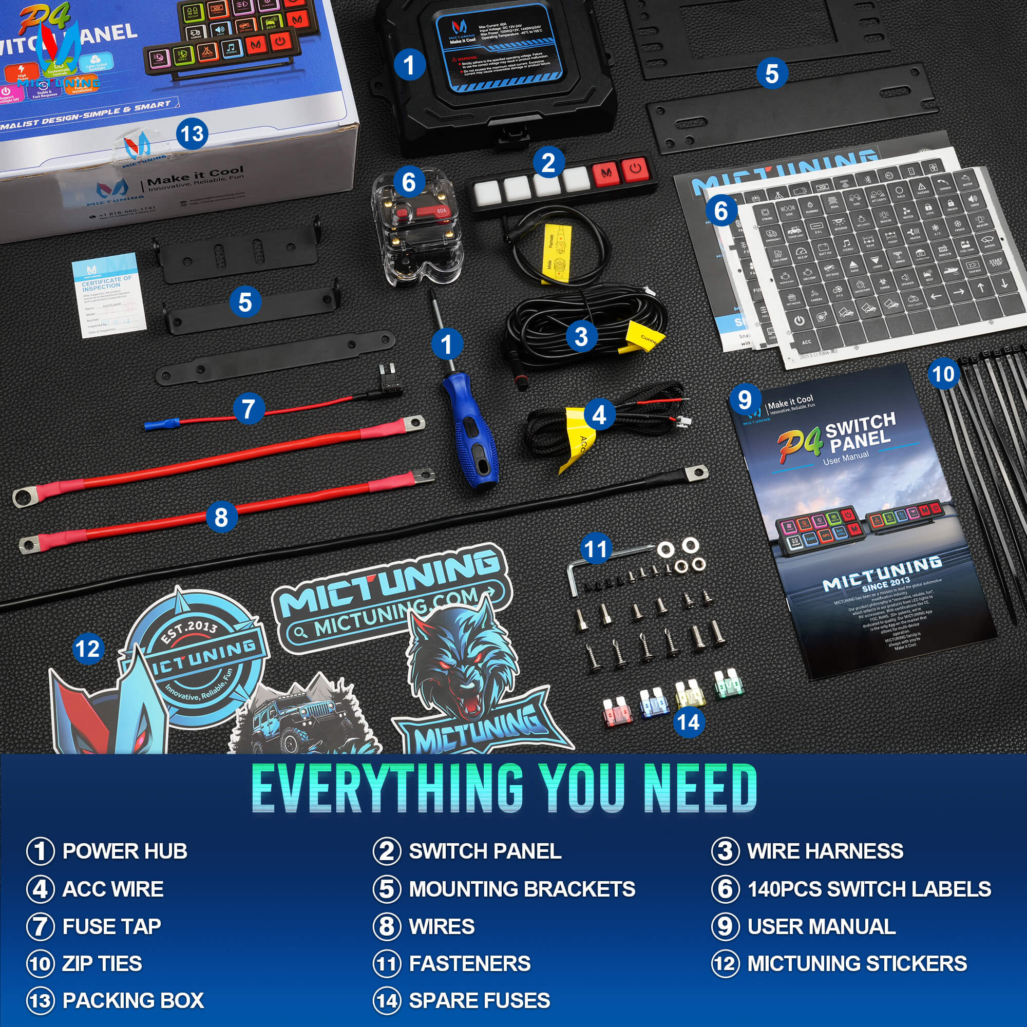 2025 All-New P4 Neon Switch Panel 4/8 Gang, LED Backlit Silicone Buttons, Universal Circuit Control Relay System Box, Toggle On-Off Touch Pod