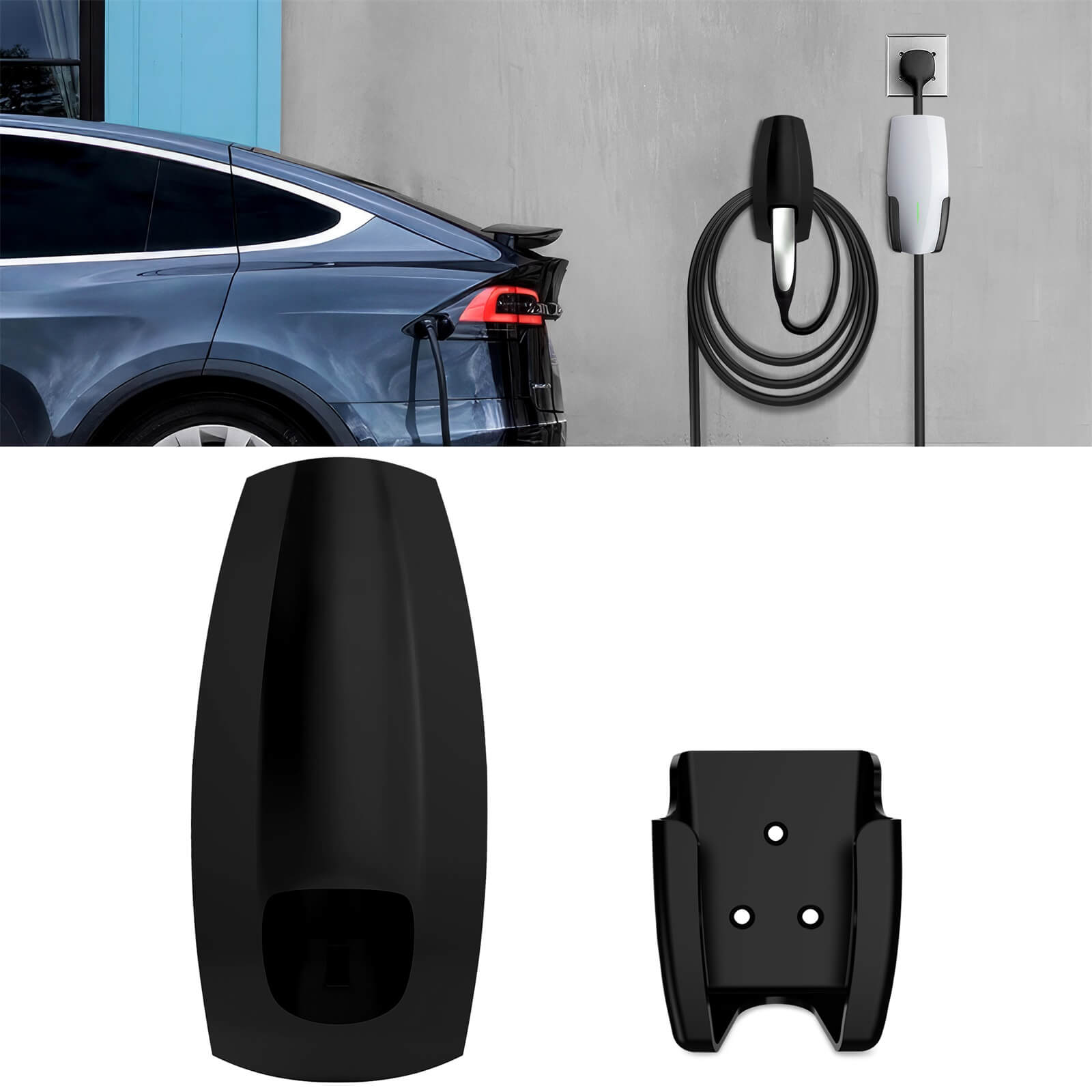 MICTUNING Charging Cable Holder for Tesla, Wall Mount UMC Connector Adapter  Organizer Bracket, Compatible with Model 3 Model Y Model X Model S