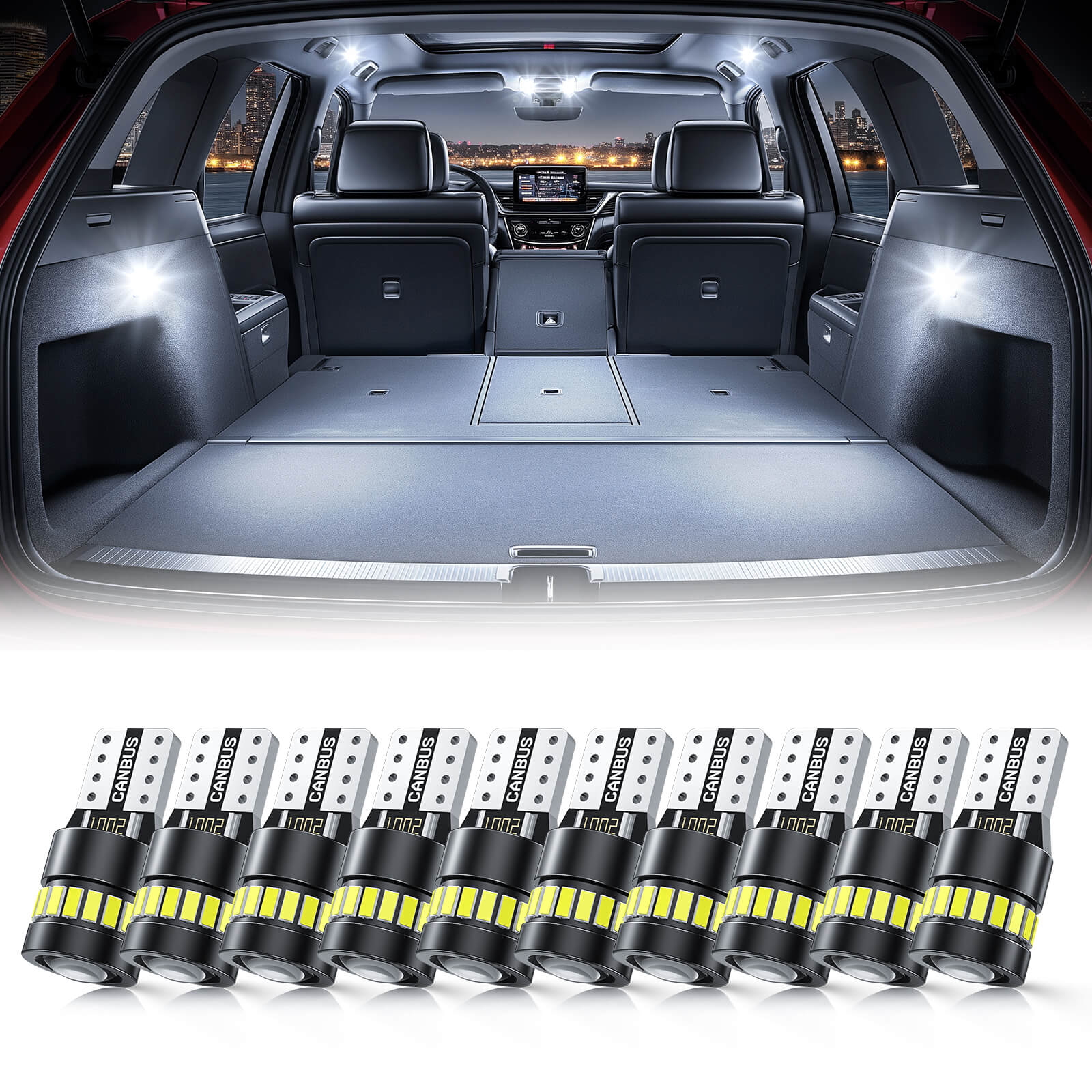 194 LED Bulbs Car T10 LED Bulbs for License Plate Light 168 175 2825 W5W T10, 3014SMD Chipsets 6000K White for Car Dome Door Map Dash Courtesy Cargo License Plate Lights,2pcs/10pcs