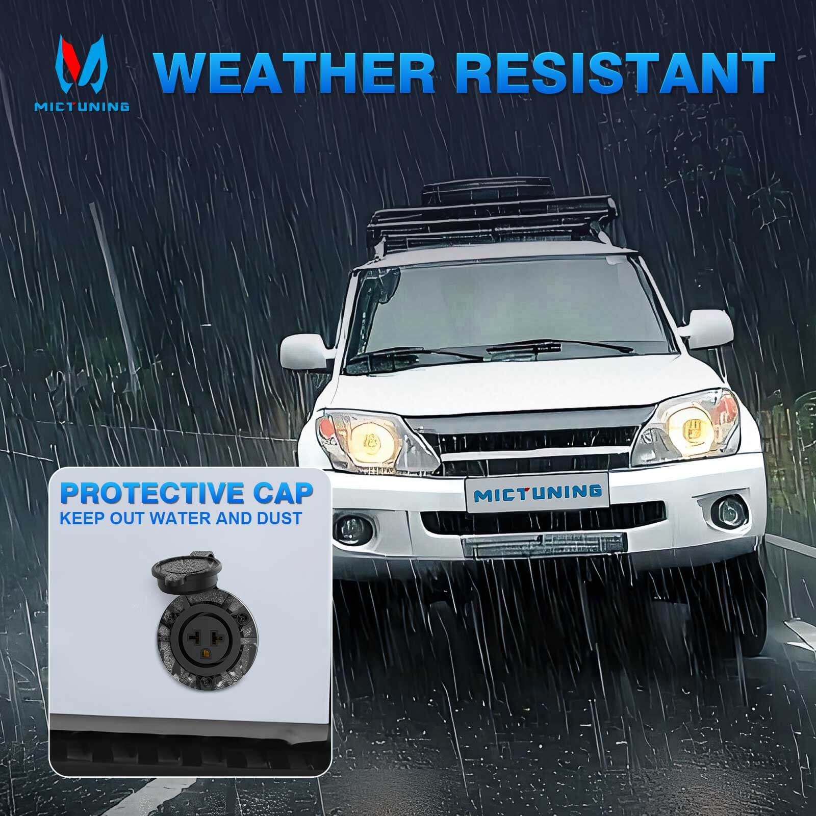 5-in-1 Outdoor Power Outlet, 20A 125V Receptacle Outlet Weatherproof Cap, RV Shore Power Outlet with Integrated 20-Inch Outdoor Extension Cord 12AWG