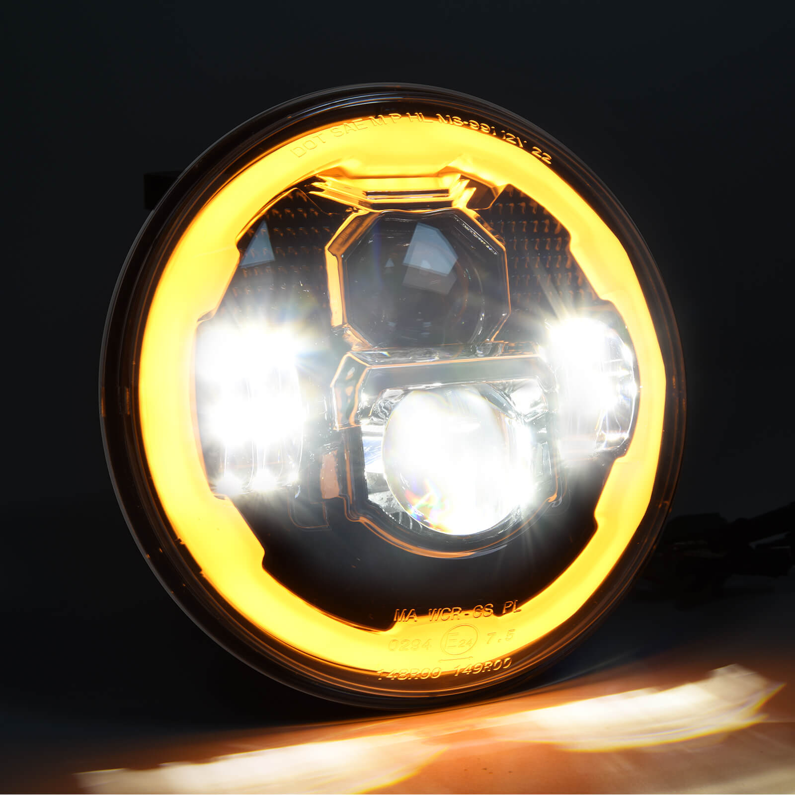 7 Inch Round LED Headlights with Hi/Lo Beam DRL Turn Signal, Compatible with Jeep Wrangler JK JKU TJ LJ,Chevy, Anti-glare, Plug and Play, IP67 Waterproof