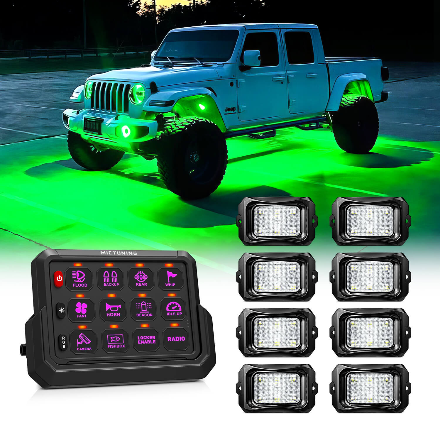 P1s-AC Wireless RGB Switch Panel Bundle with C2 RGBW LED Rock Lights Kit