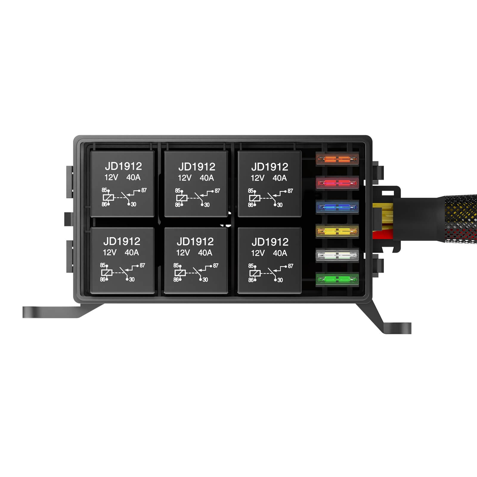 12V Fuse Relay Box 6 Way Pre-Wired Waterproof Relay Box 6 Slot ATC/ATO Fuse Relay Block Universal Relay Panel