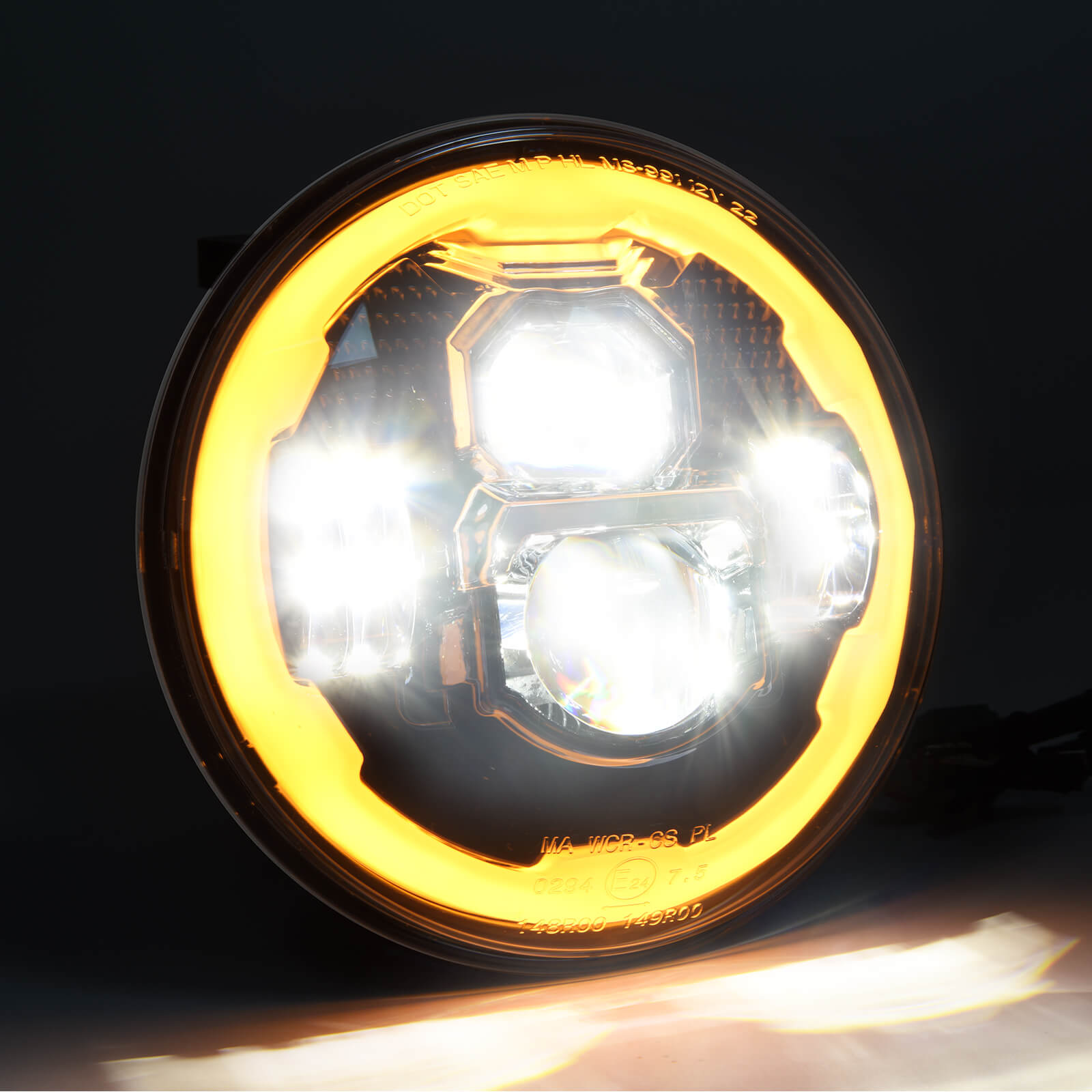 7 Inch Round LED Headlights with Hi/Lo Beam DRL Turn Signal, Compatible with Jeep Wrangler JK JKU TJ LJ,Chevy, Anti-glare, Plug and Play, IP67 Waterproof