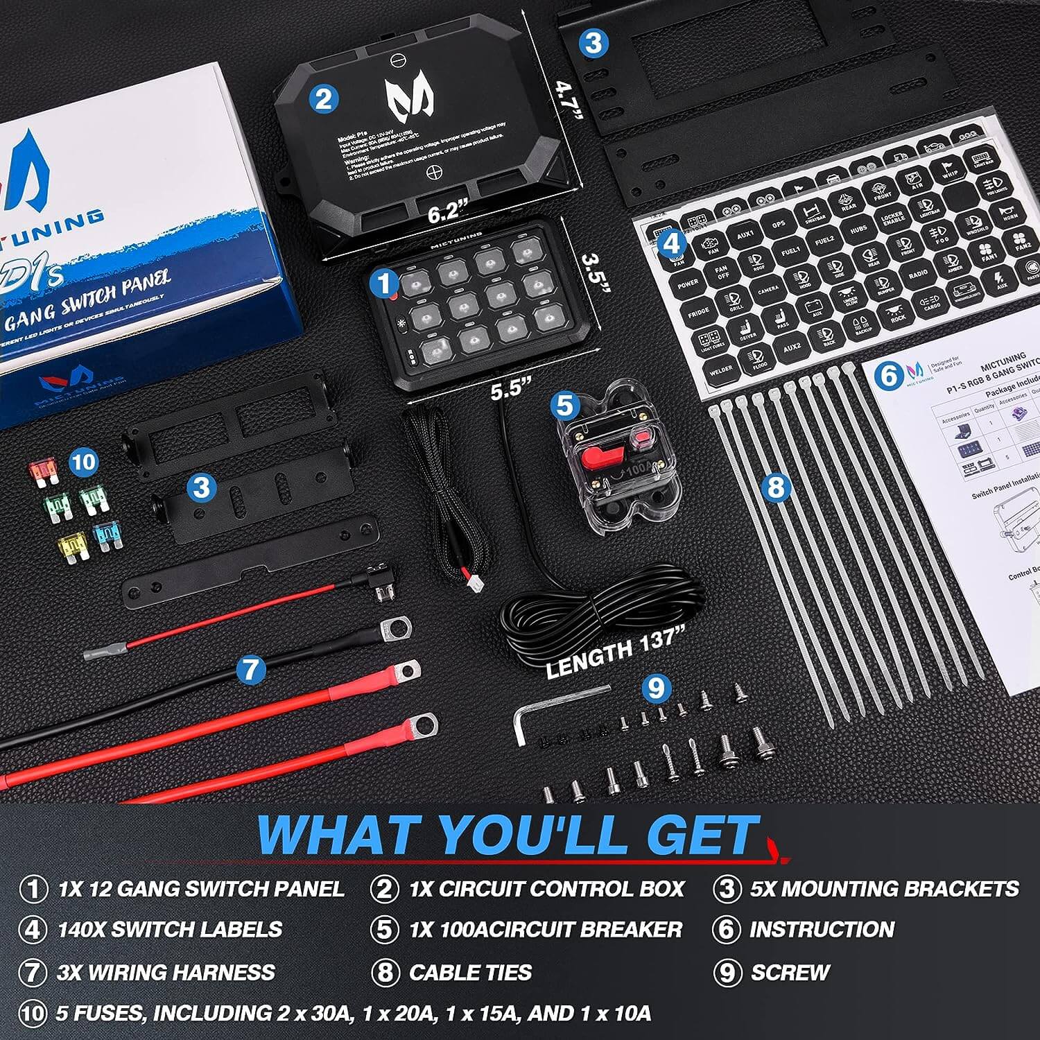 P1s RGB Switch Panel bundle with C3 RGBW LED Rock Lights