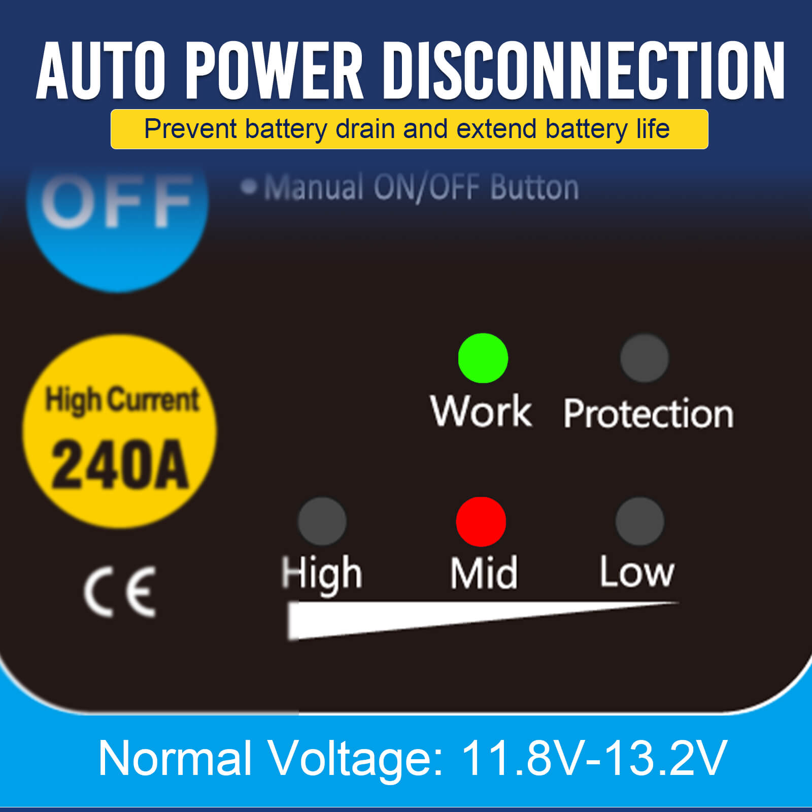 Kill Switch Remote Control 12V 240A Battery Disconnect Isolator Anti-Theft Switch LED Indicators Automatic Power Shut Off for RV Truck Camper Boat