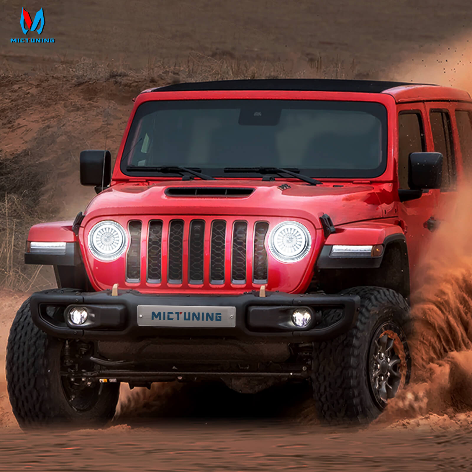 J1 7-inch LED Headlights with Blue Welcome Halo, DOT Approved Anti-Glare, Round H6024 Assembly