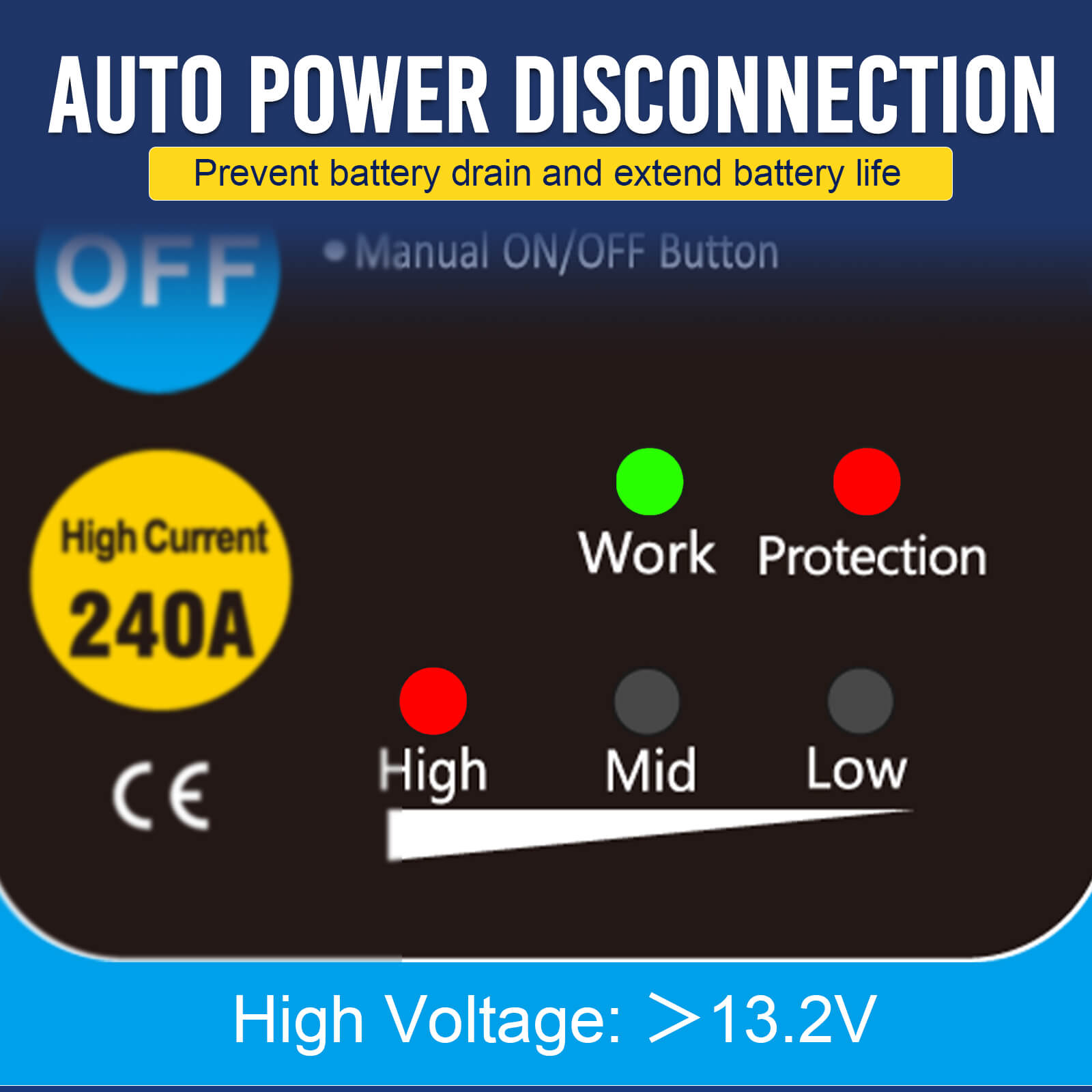Kill Switch Remote Control 12V 240A Battery Disconnect Isolator Anti-Theft Switch LED Indicators Automatic Power Shut Off for RV Truck Camper Boat