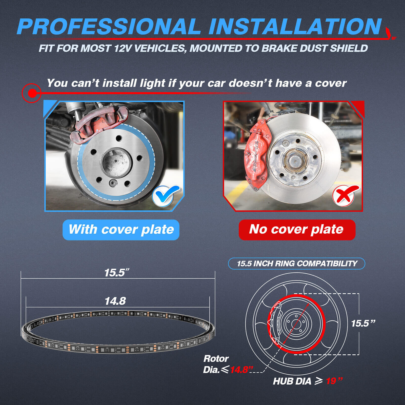 15.5″/17″ V1 RGB+IC Chasing Color Wheel Ring Lights Kit Bundle with P1s-W Wireless RGB Switch Panel 8/12 Gang, Up to 328FT Range