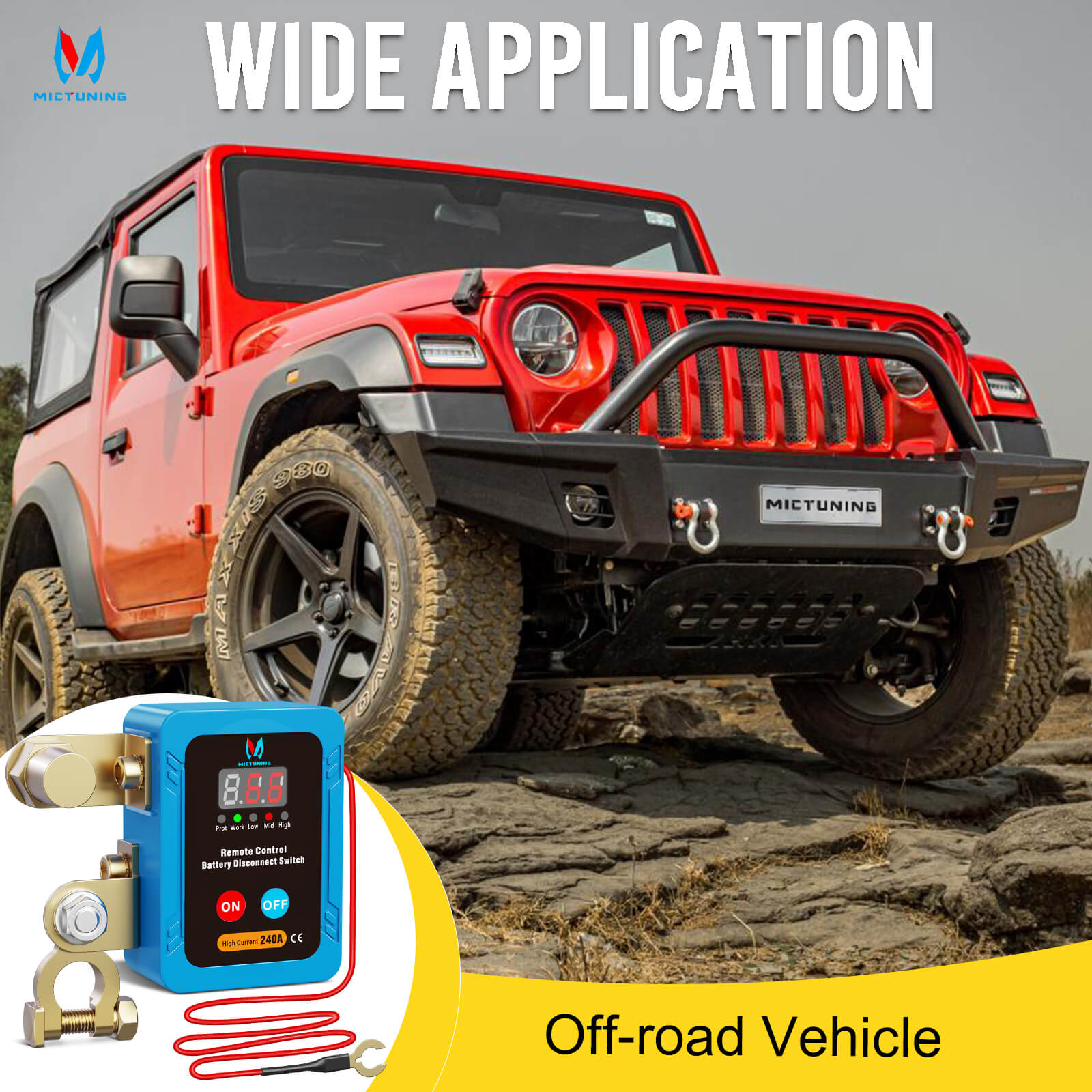 Kill Switch Remote Control 12V 240A Battery Disconnect Isolator Anti-Theft Switch with Digital Display LED Indicators Automatic Power Shut Off for RV Truck Camper Boat