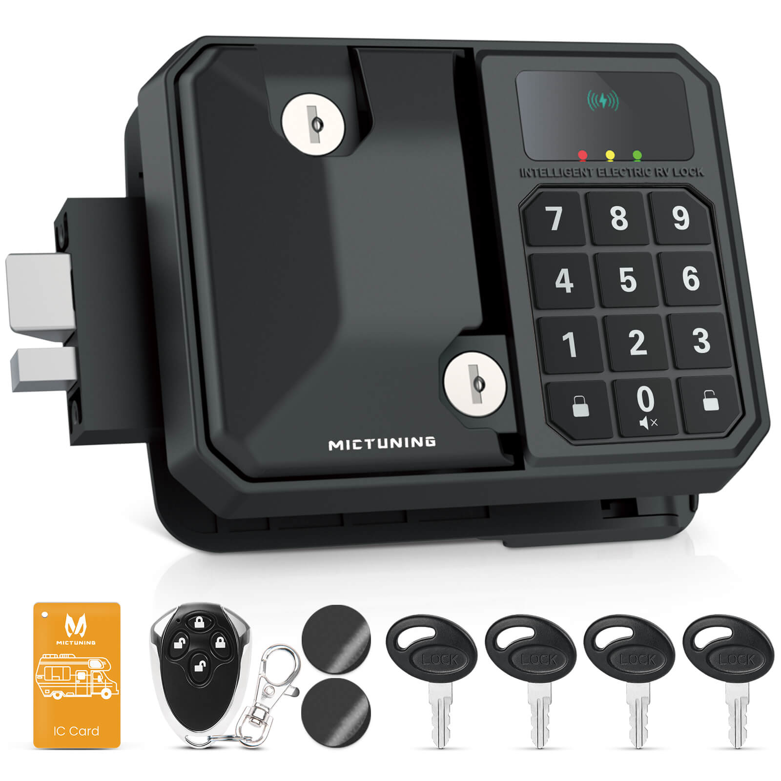 2025 Upgraded Keyless RV Door Lock Replacement, 10 Digits LED Keypad, Wireless Key Fob, Electronic NFC & Mechanical Key