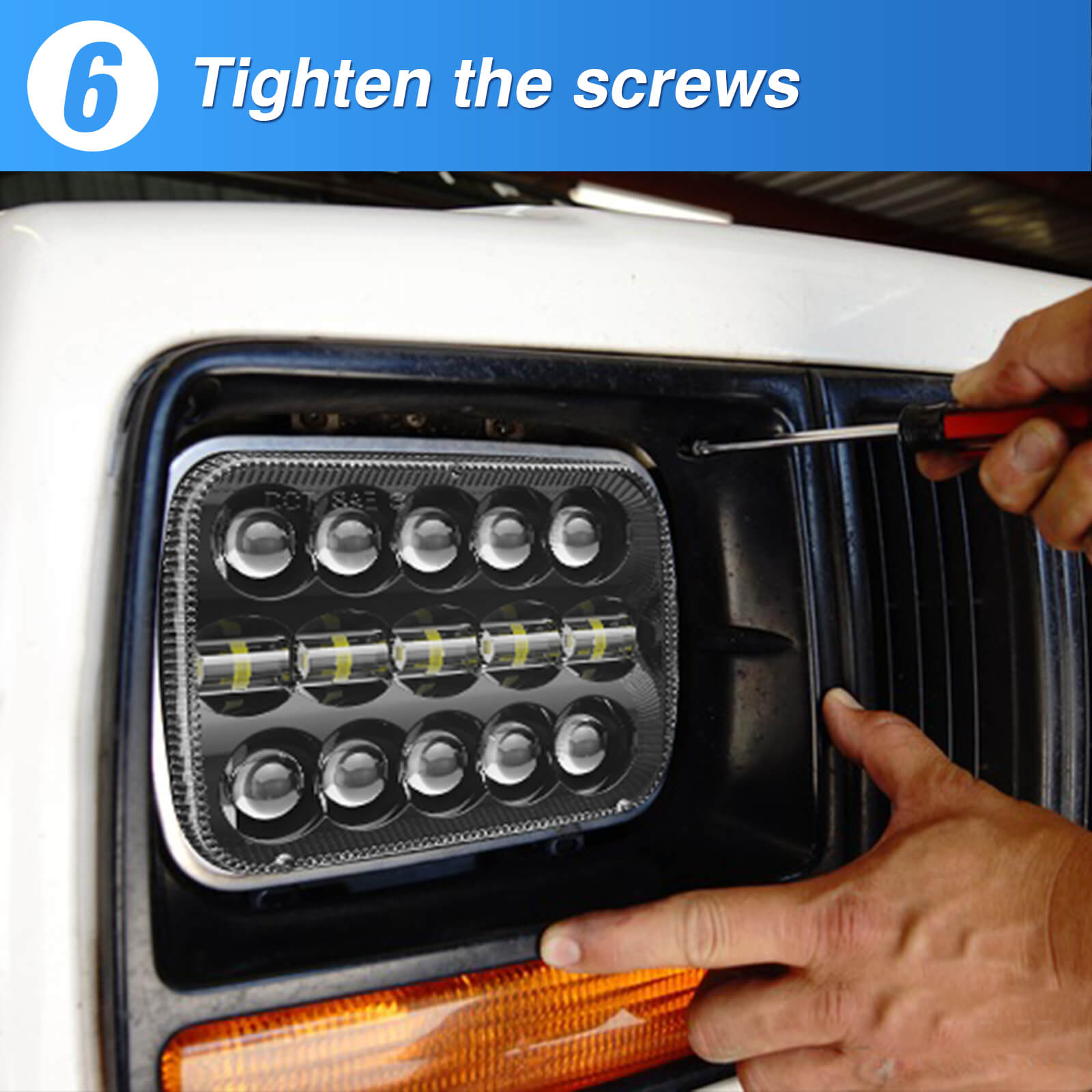 5x7 LED Headlights 7x6 Rectangle Headlamps H6054 110W Hi/Low Sealed Beam For Wrangler YJ Cherokee XJ Comanche MJ Chevy S10 T300 FL50 FL60 FL70 Peterbilt, Black