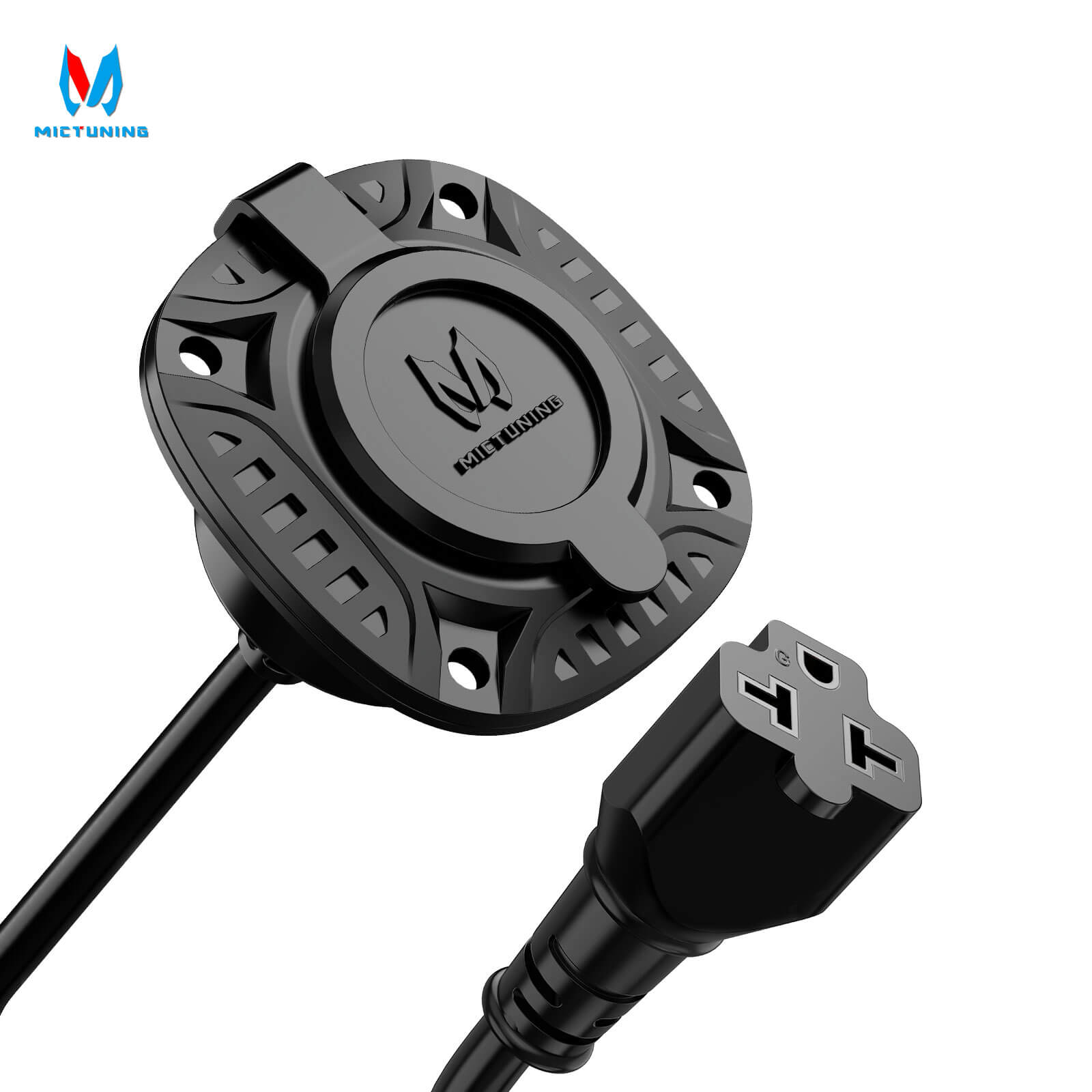 5-in-1 AC Port Plug 20A 125V, RV Shore Power Inlet Plug with T-Blade Adapter