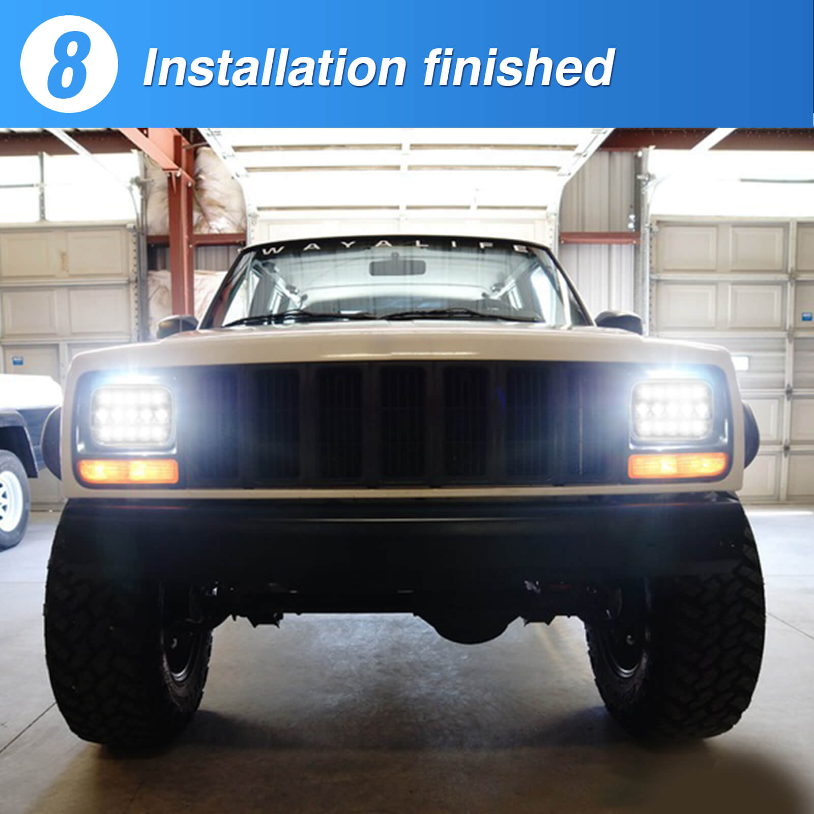 5x7 LED Headlights 7x6 Rectangle Headlamps H6054 110W Hi/Low Sealed Beam For Wrangler YJ Cherokee XJ Comanche MJ Chevy S10 T300 FL50 FL60 FL70 Peterbilt, Black