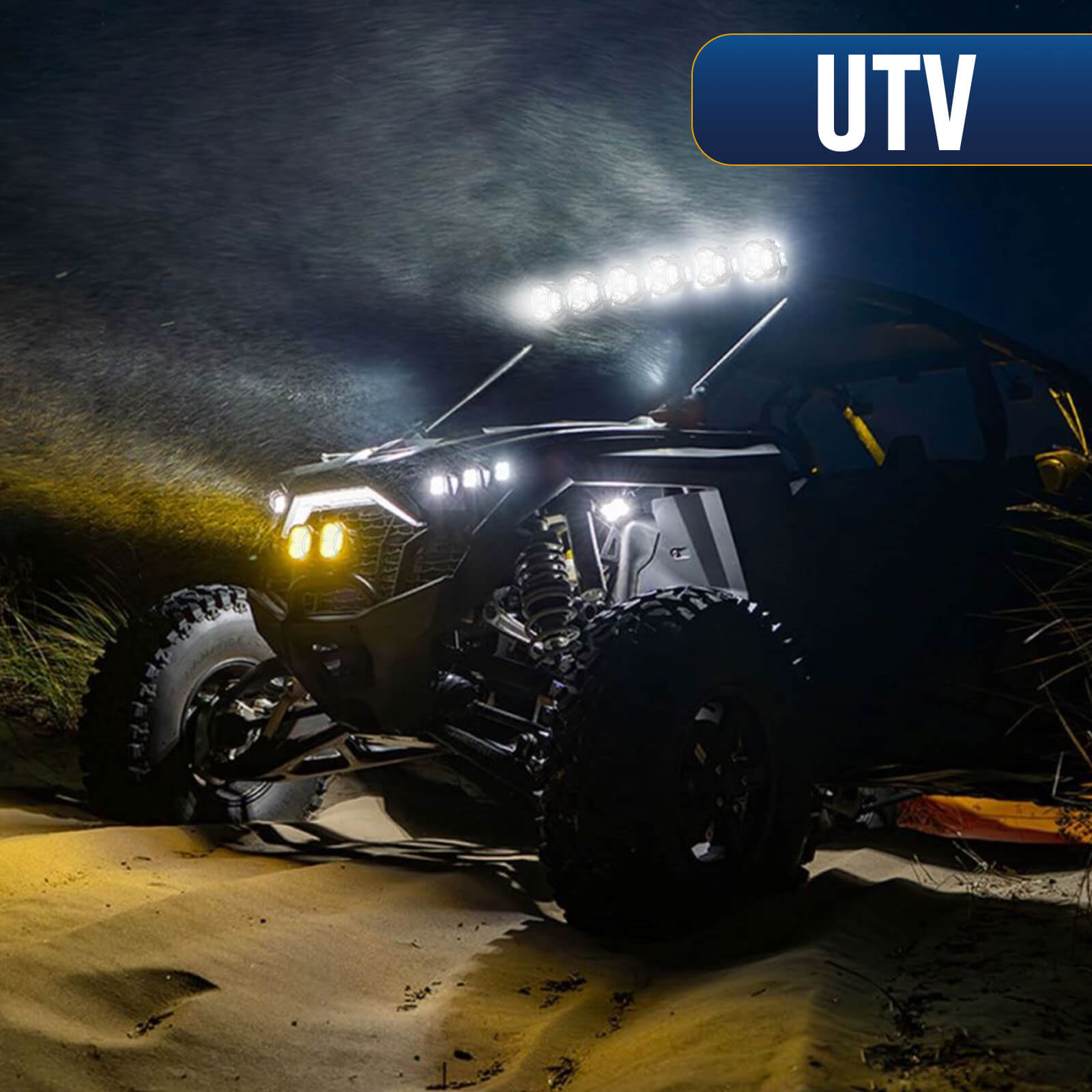 5 Inch 180W LED White Light Pods - White DRL & Amber Turn Signal, Offroad Driving Side Shooter, Fog Spot Flood Auxiliary Ditch Lamps w/ Covers, Pair