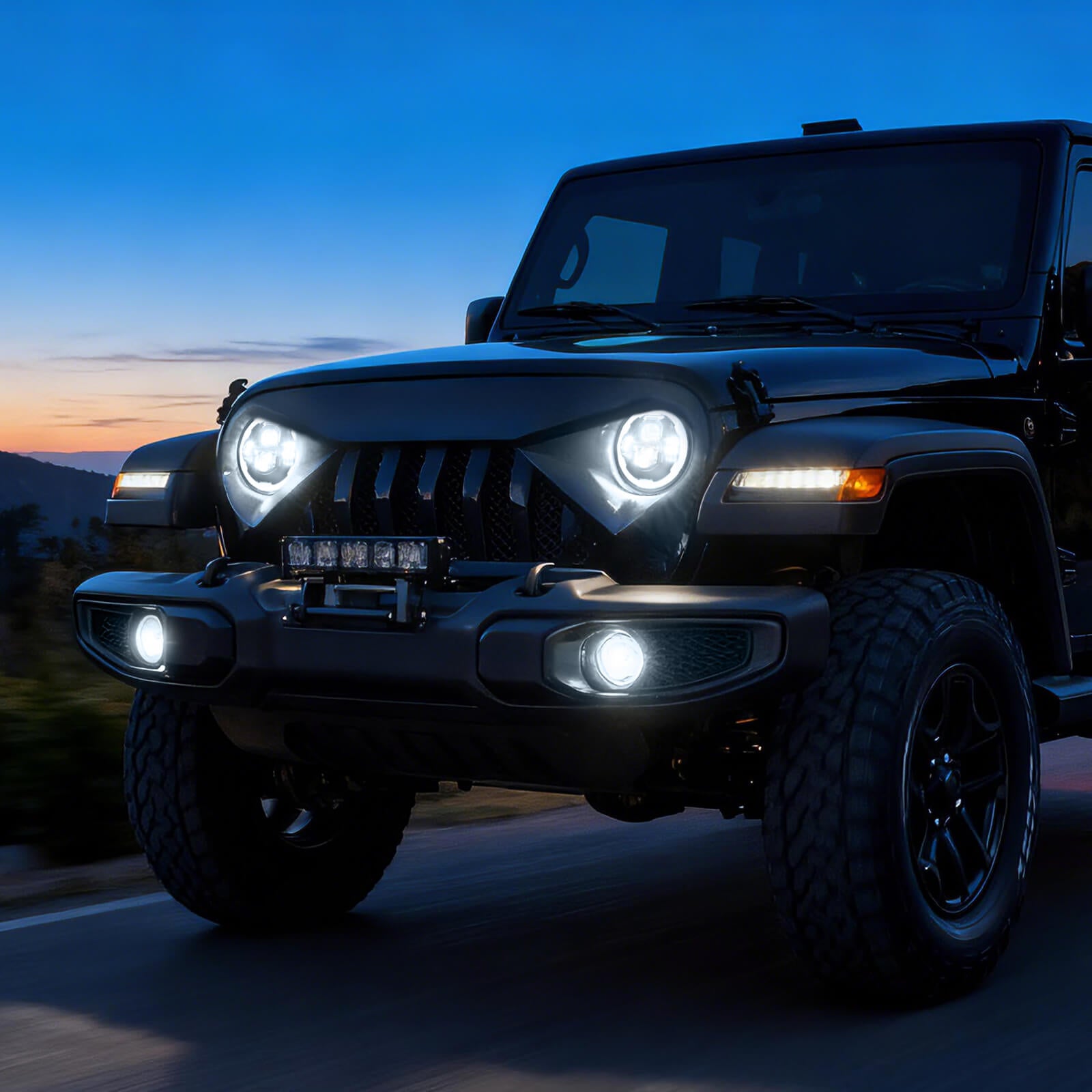 7 Inch Round LED Headlights with Hi/Lo Beam DRL Turn Signal, Compatible with Jeep Wrangler JK JKU TJ LJ,Chevy, Anti-glare, Plug and Play, IP67 Waterproof