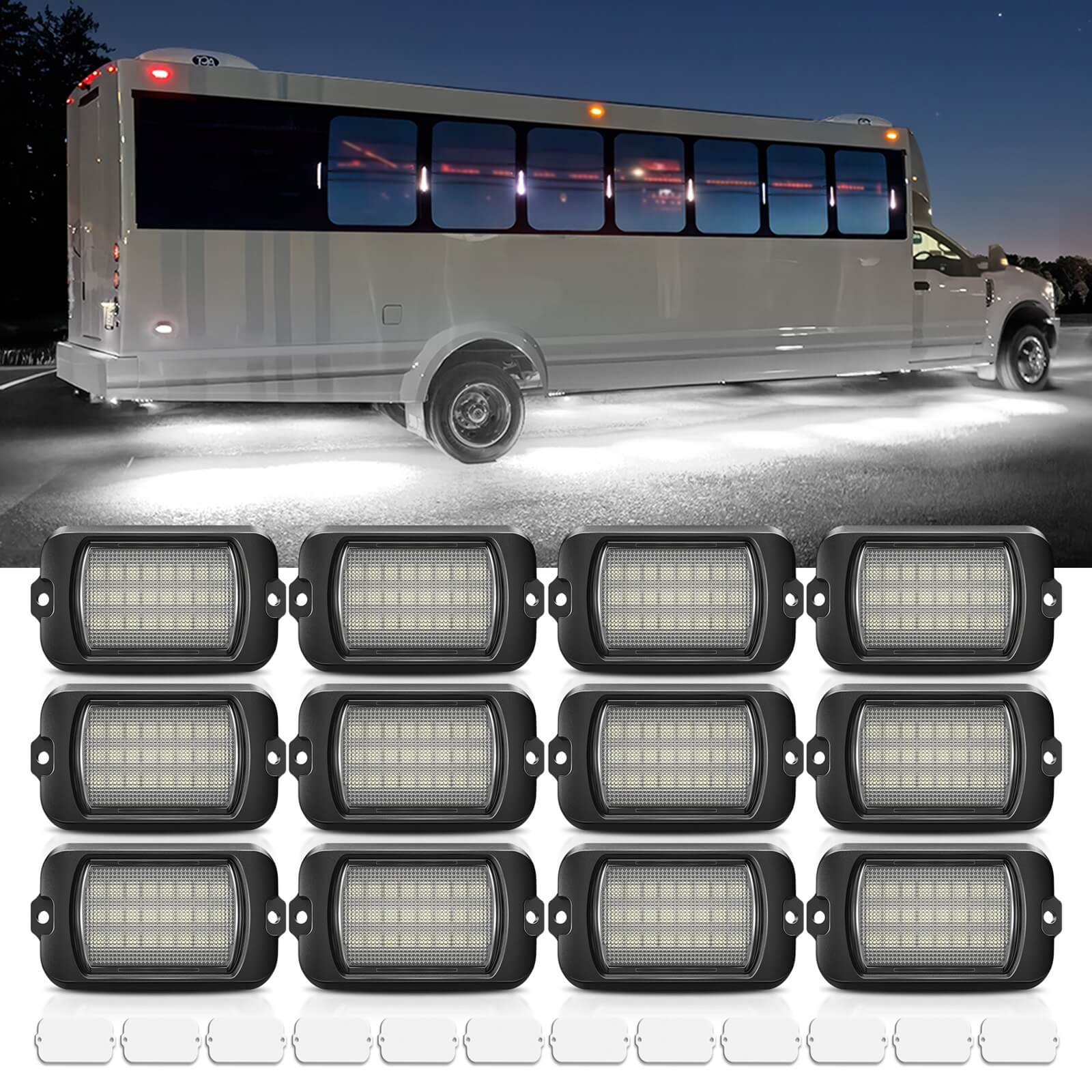Q1 MAX White Rock Lights - 4-12 Pods Underglow Lights Compatible for Car Truck Offroad Boat, IP68 Waterproof