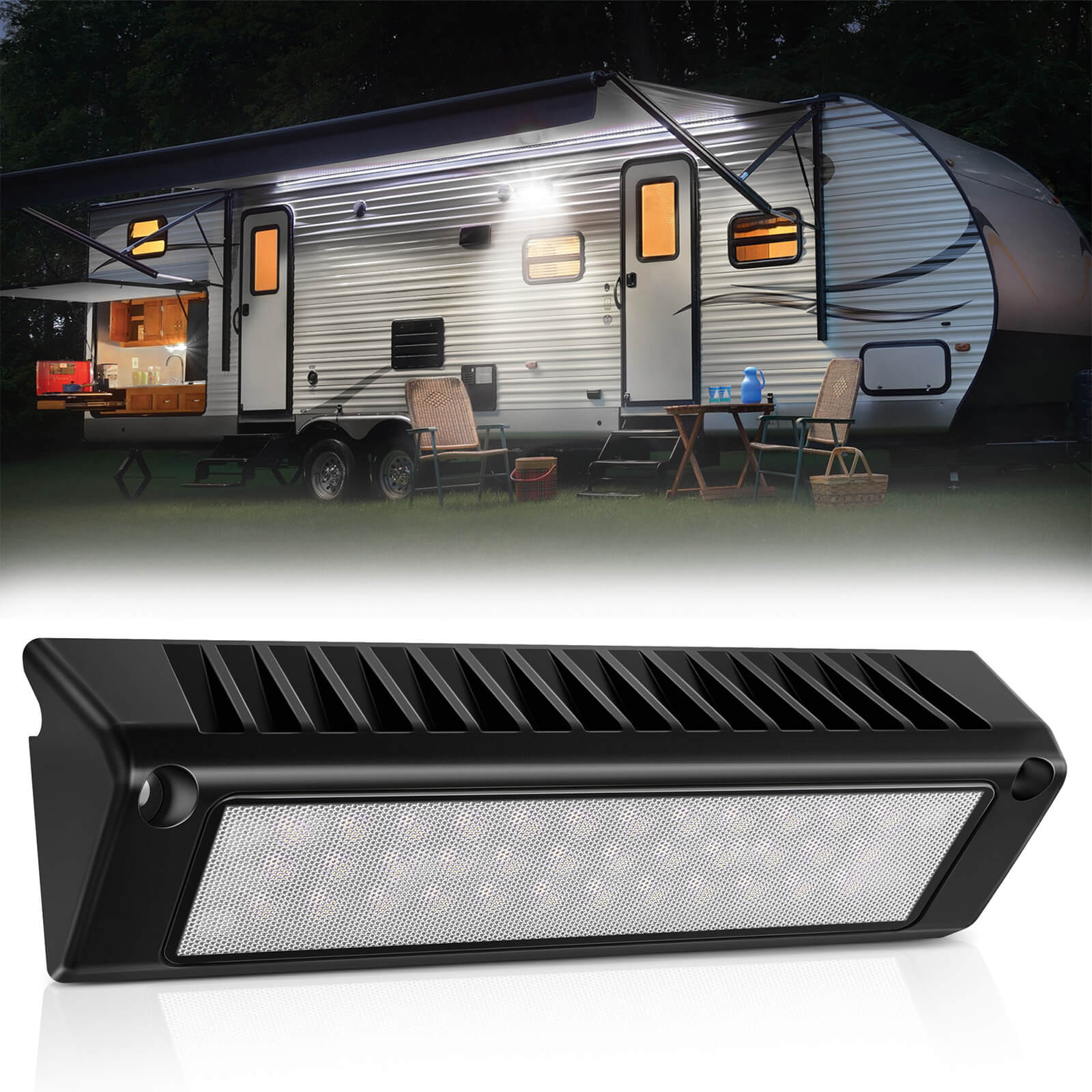 Upgraded RV Porch Light 9"/13" 54W LED Exterior Utility Awning Light 2000LM 6000K, Aluminum Housing IP67 Waterproof