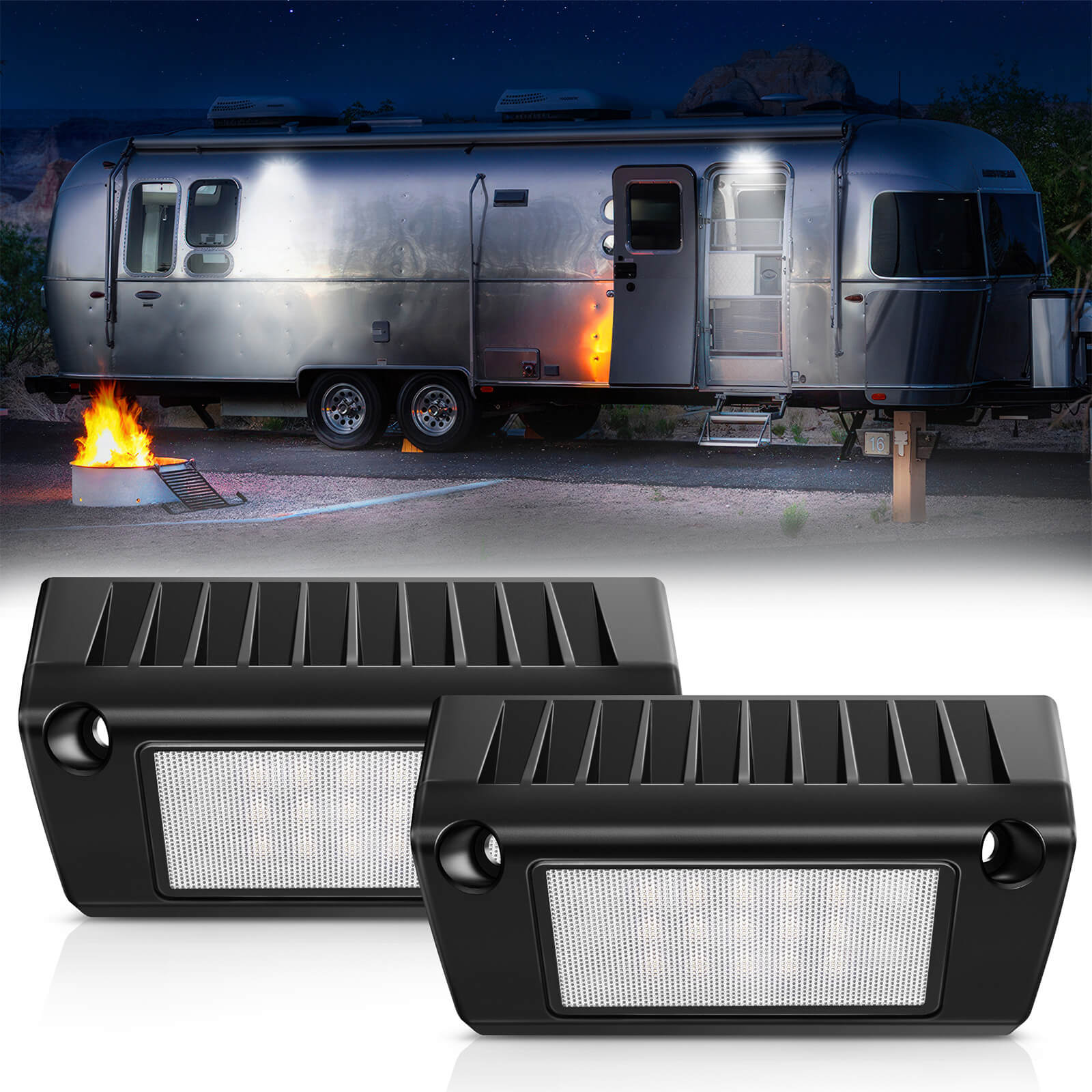 Upgraded 2pcs RV Porch Lights 5 Inch 45W LED Exterior Utility Awning Light 2000LM 6000K, Aluminum Housing IP67 Waterproof