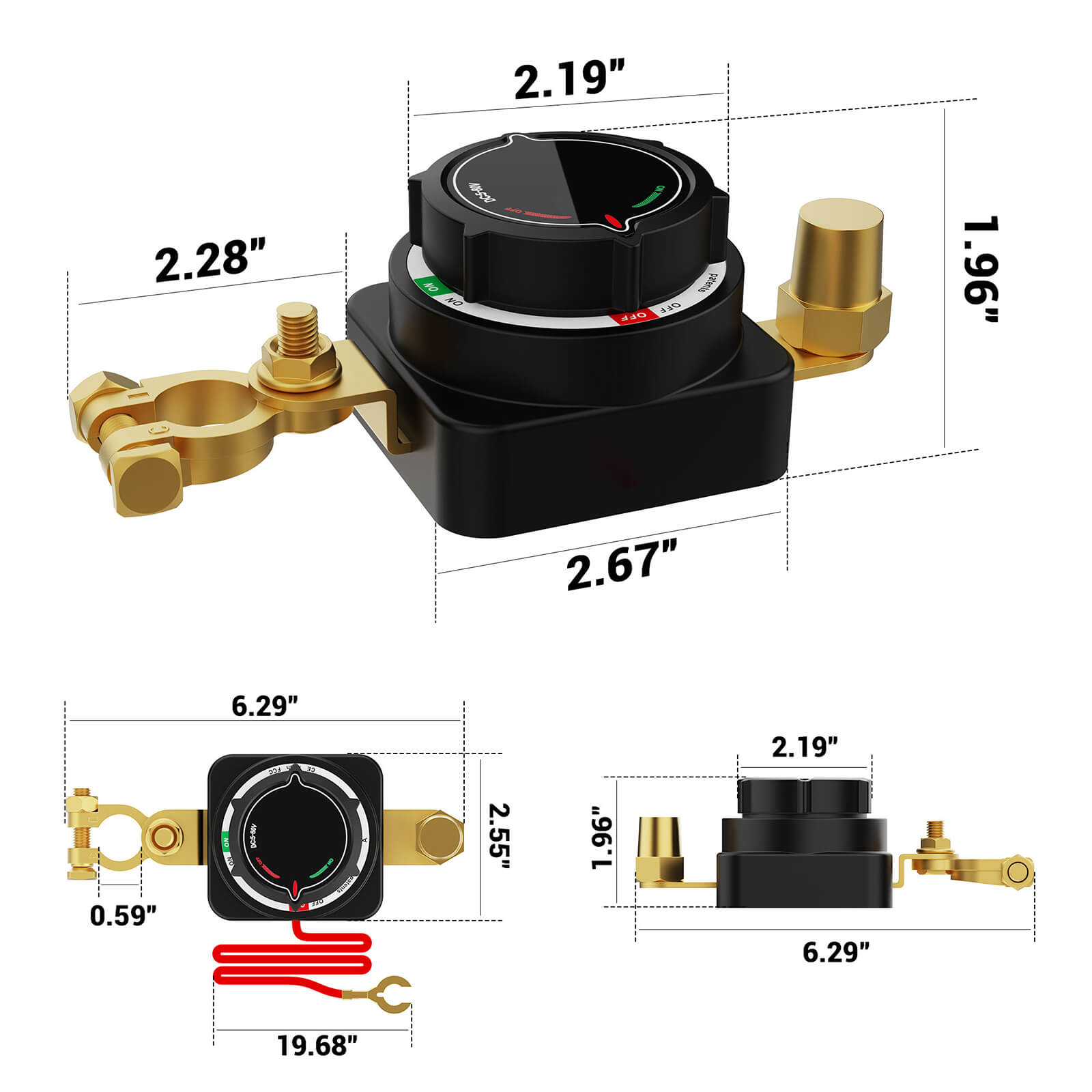 Battery Disconnect Switch with Voltmeter, DC 5-80V Master Isolator On Off Kill Switch Power Cut/Shut Off Switch